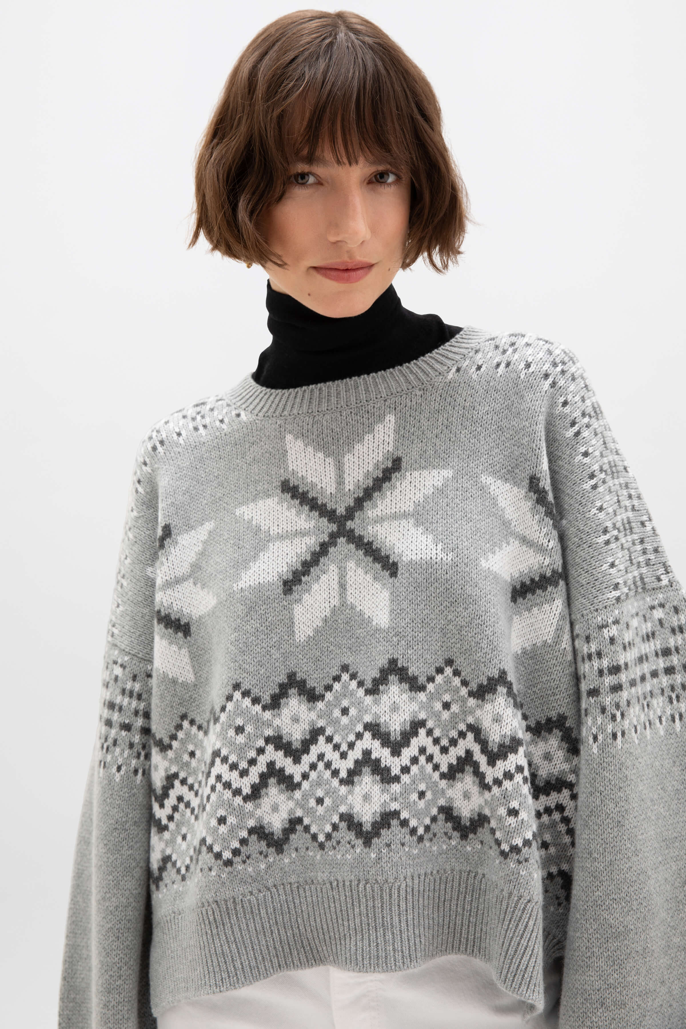 Fairisle Light Grey Cashmere Jumper