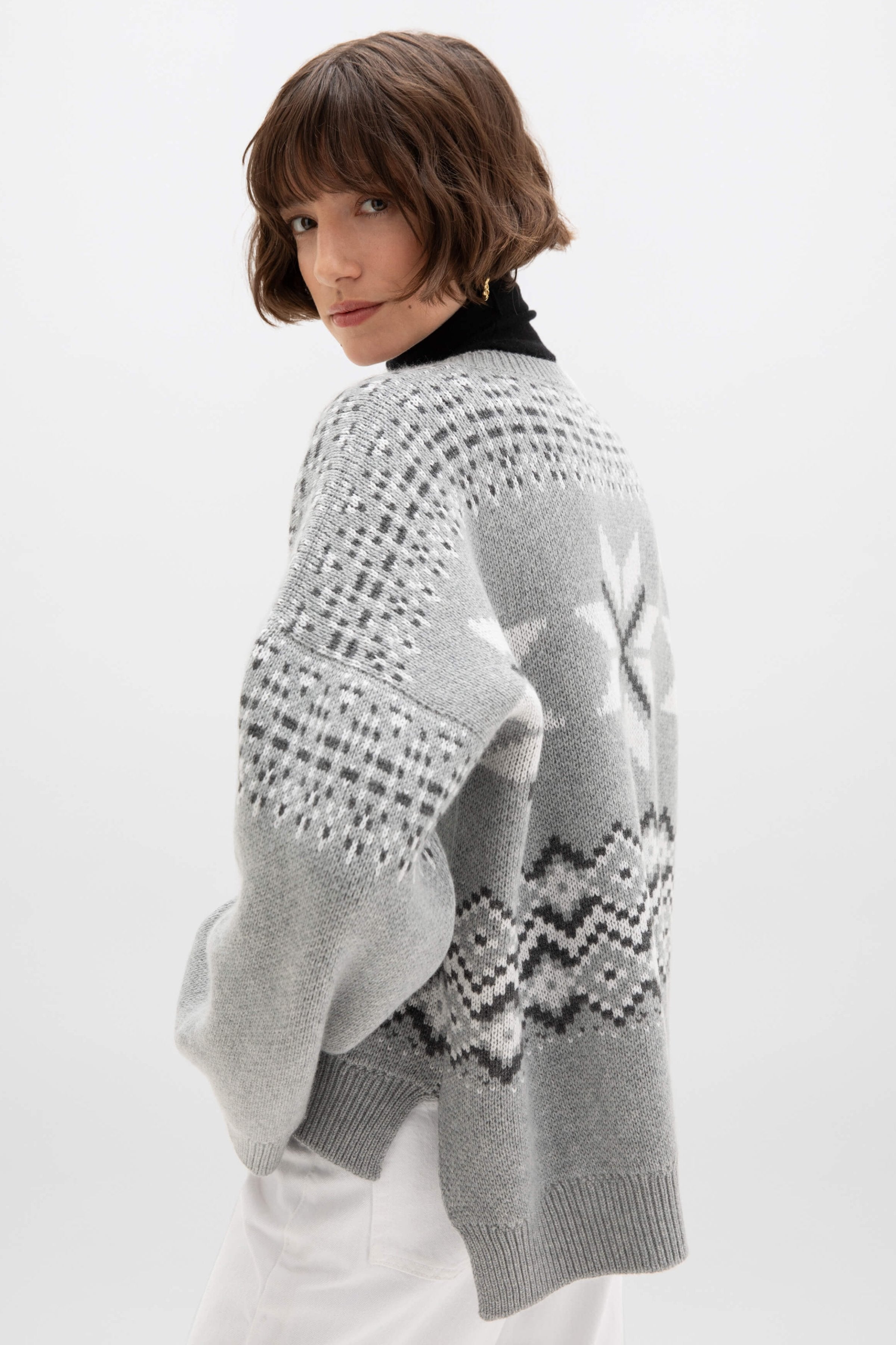 Fairisle Light Grey Cashmere Jumper