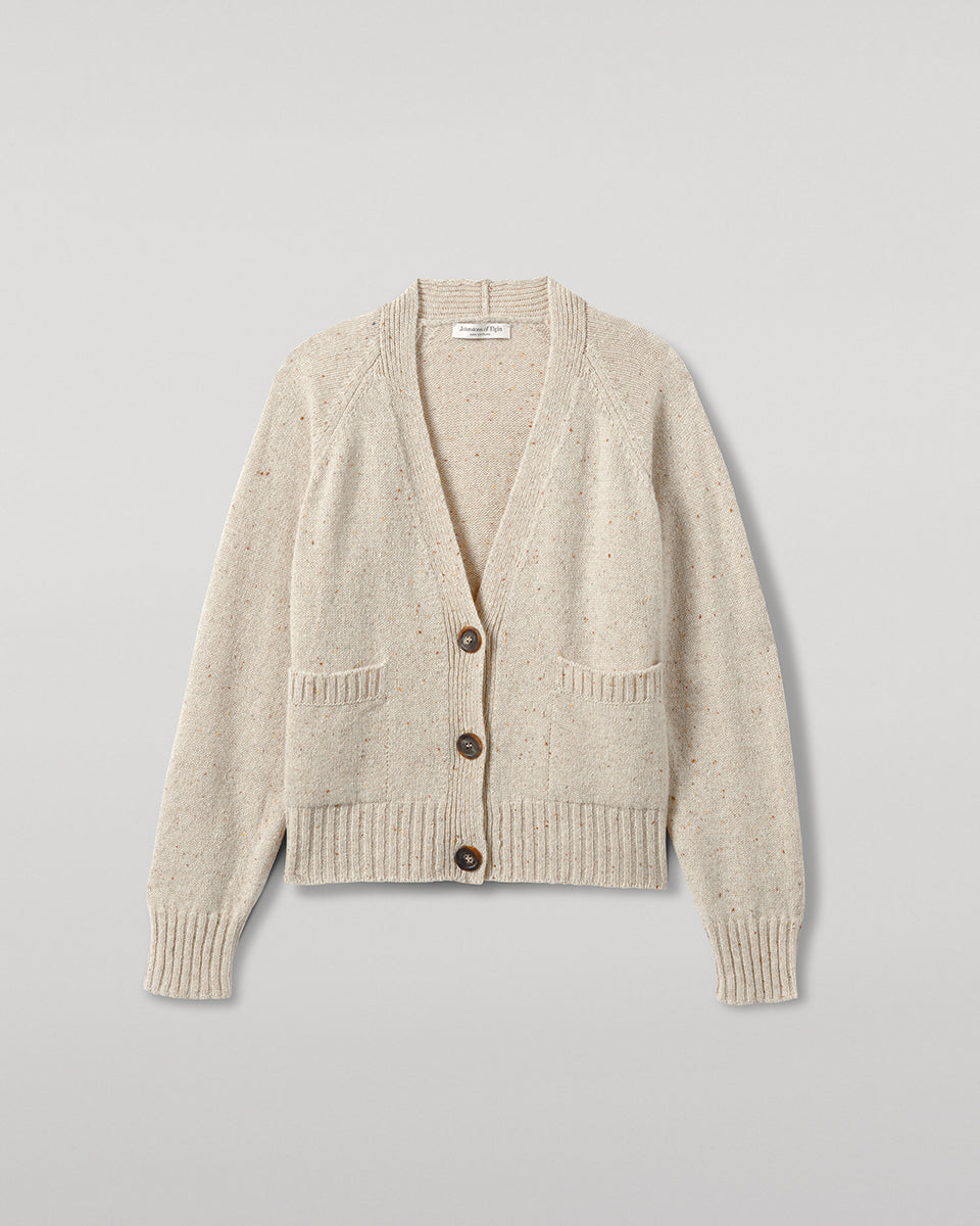 Donegal Cashmere Cream V Neck Cardigan