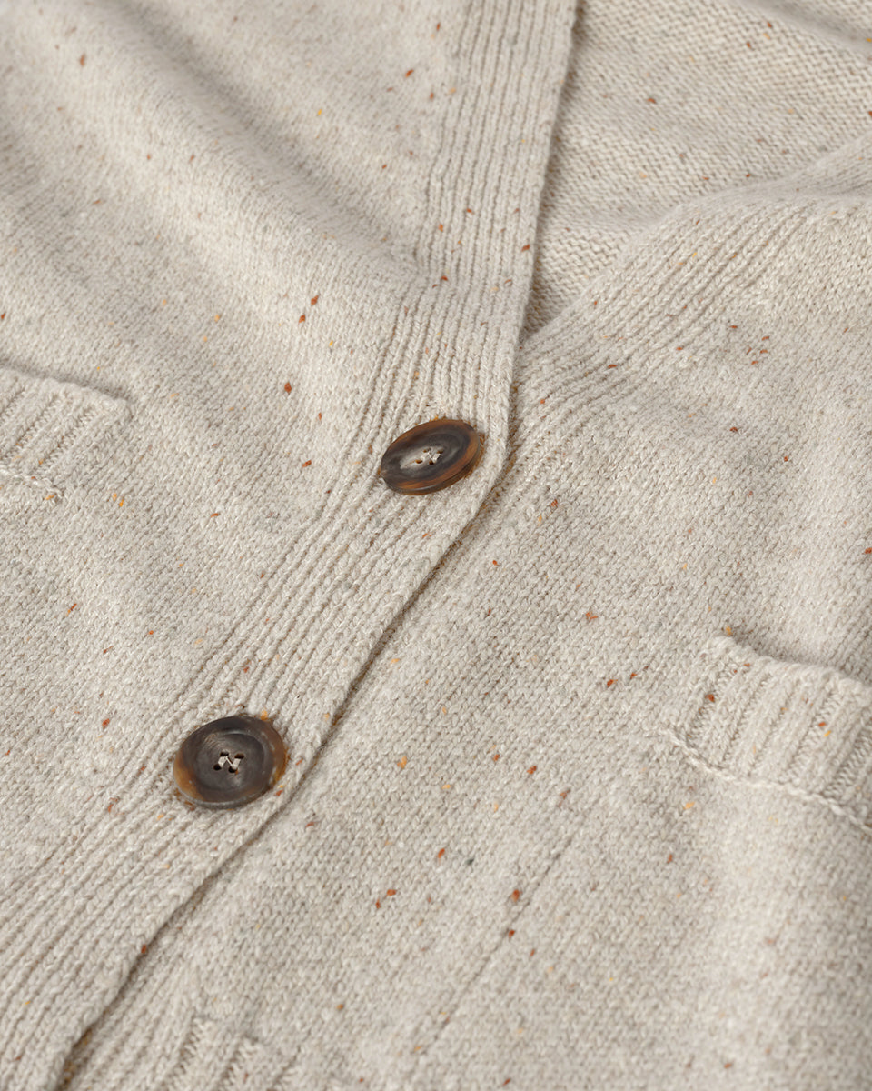 Donegal Cashmere Cream V Neck Cardigan