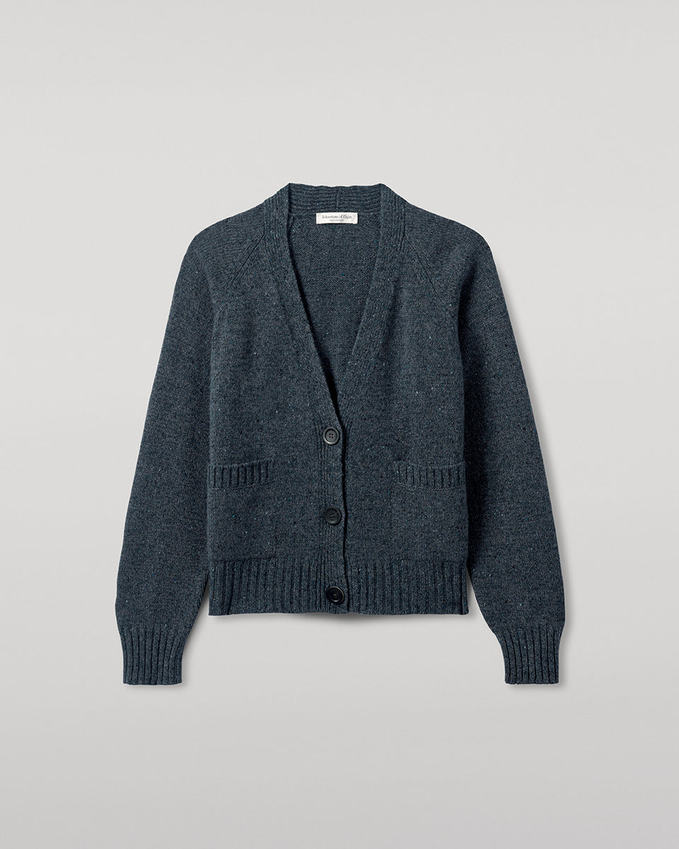 Donegal Cashmere Blue V Neck Cardigan