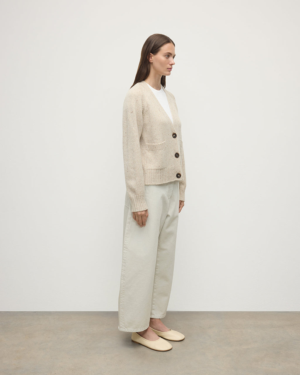 Donegal Cashmere Cream V Neck Cardigan