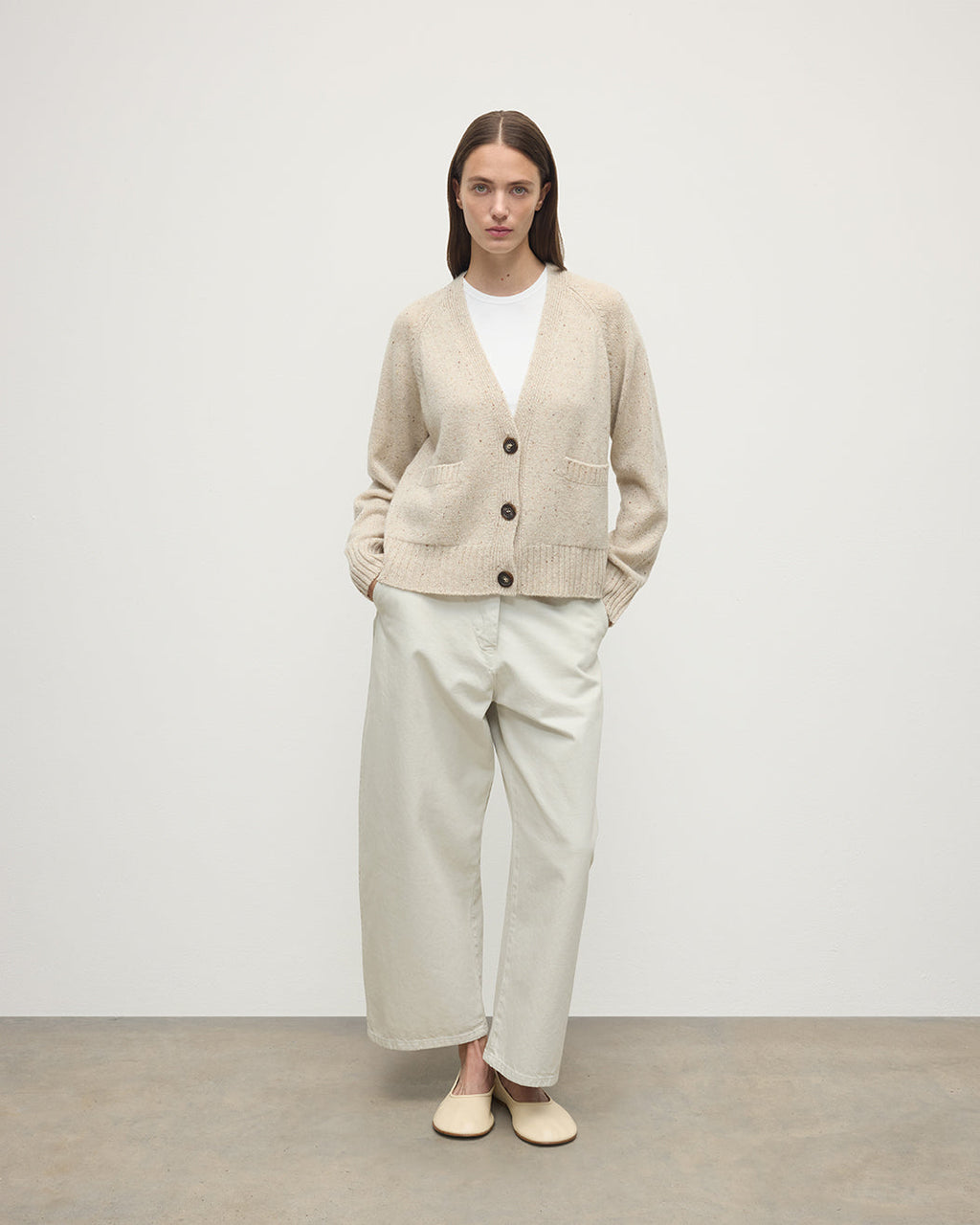 Donegal Cashmere Cream V Neck Cardigan