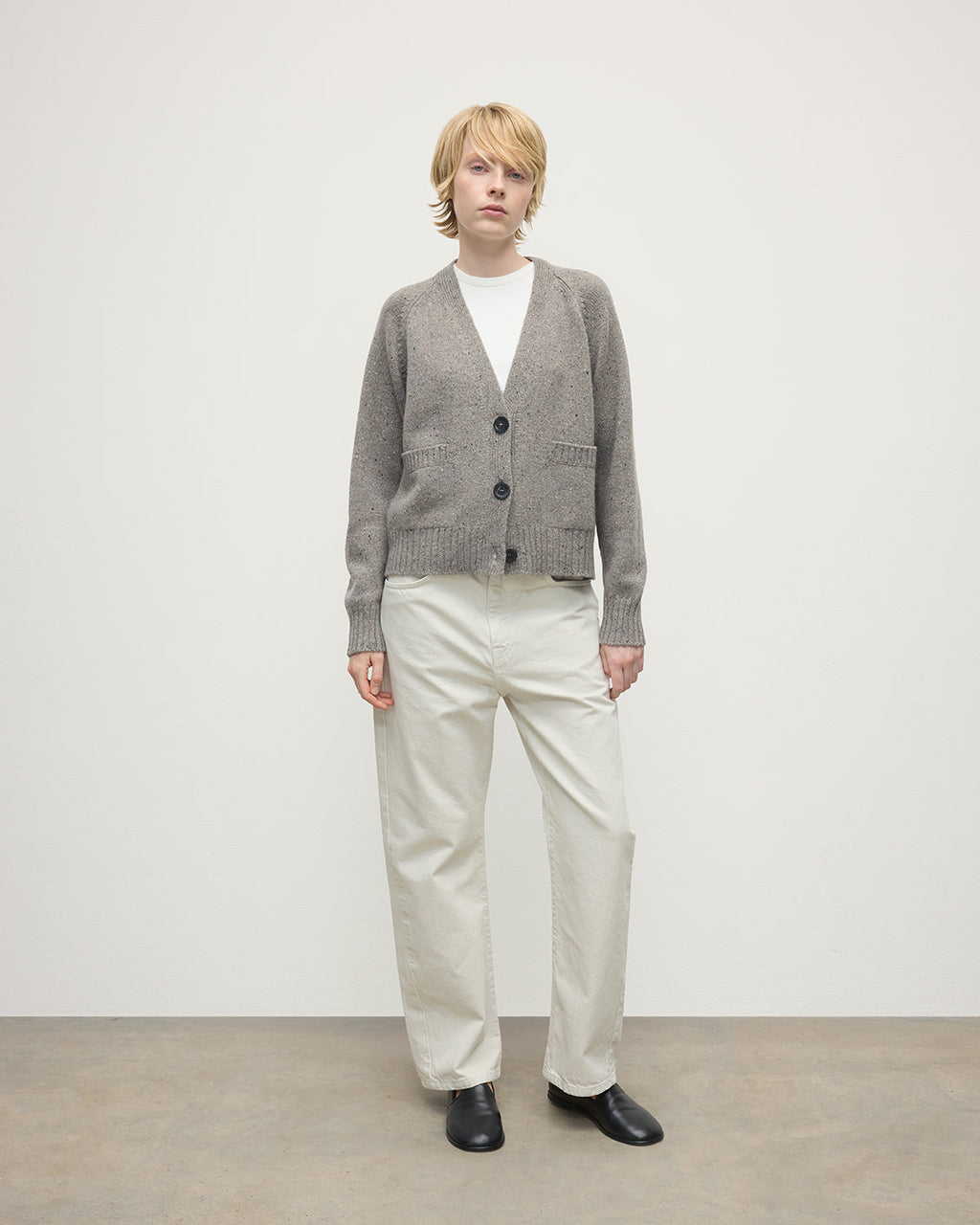 Donegal Cashmere Grey V Neck Cardigan