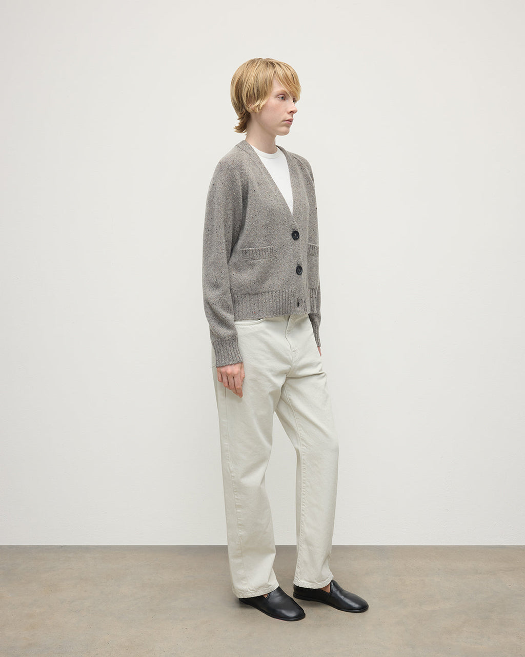 Donegal Cashmere Grey V Neck Cardigan