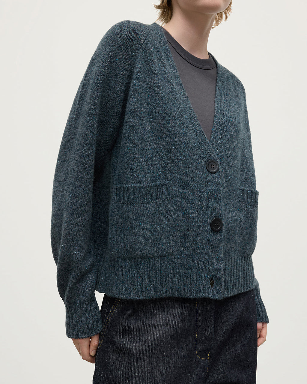 Donegal Cashmere Blue V Neck Cardigan