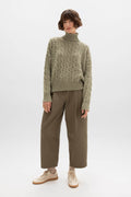 Donegal Cashmere Green Cable Roll Neck Jumper