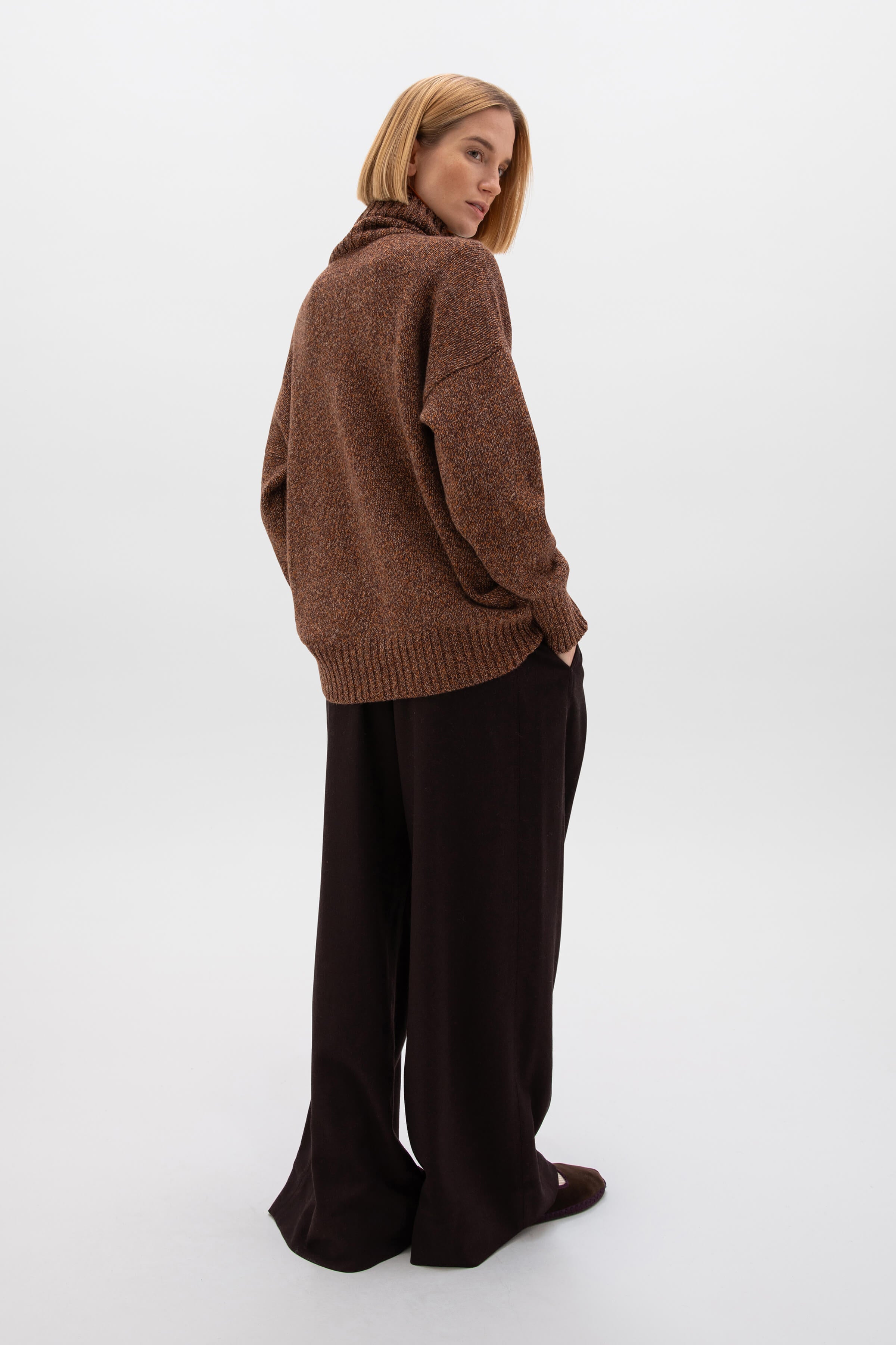 Slouchy Cashmere Marl Roll Neck Jumper