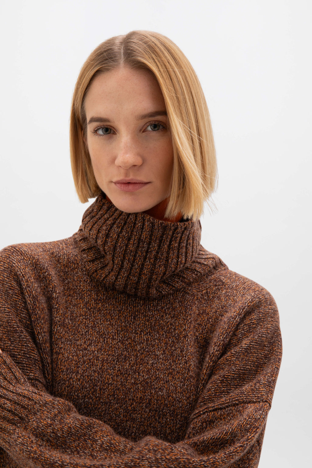 Slouchy Cashmere Marl Roll Neck Jumper