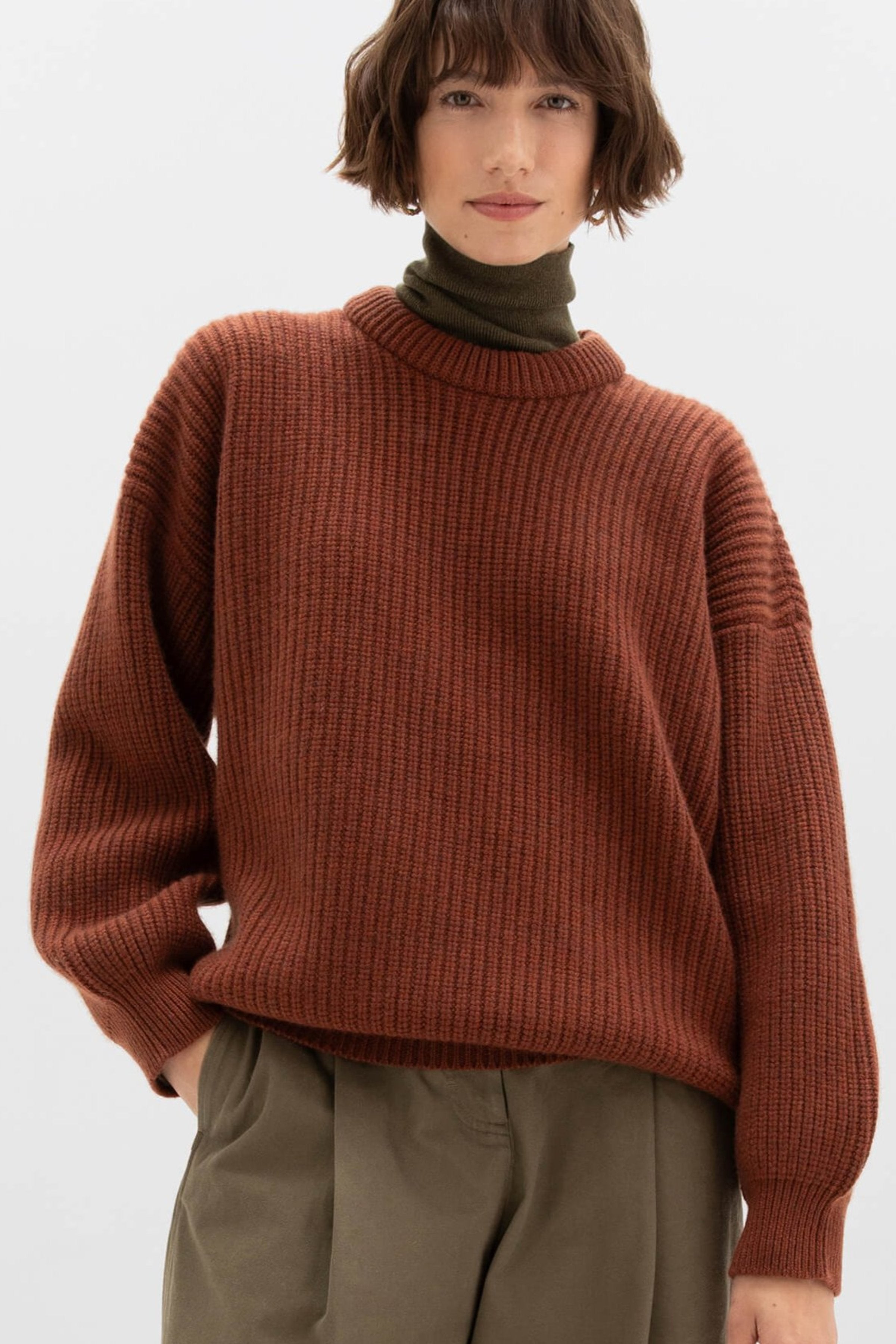 Ribbed Red Cashmere Jumper