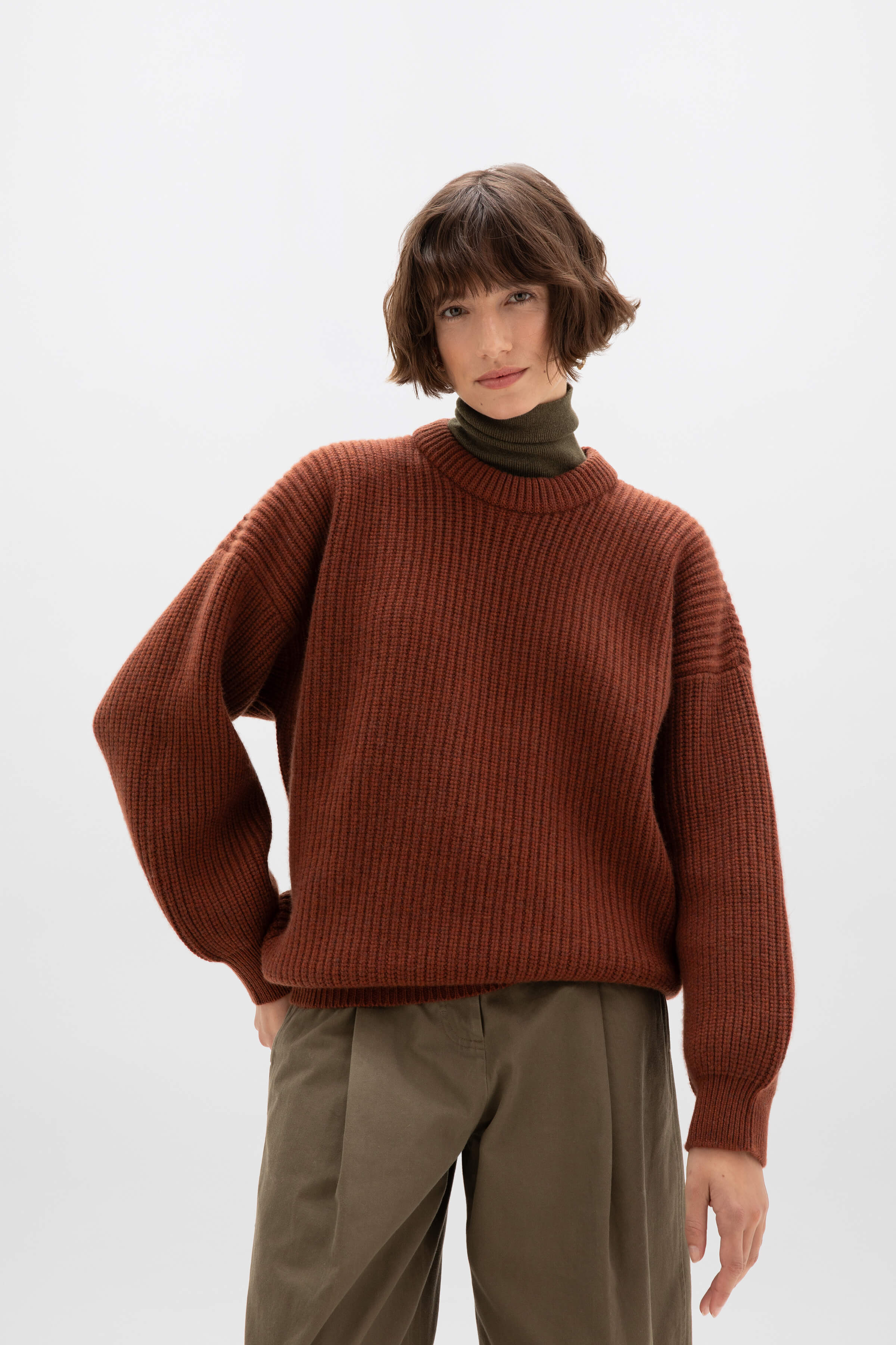 Ribbed Red Cashmere Jumper