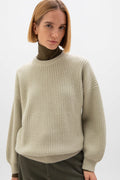 Ribbed Green Cashmere Light Green Jumper