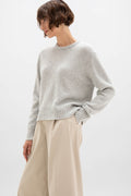 Cropped Donegal Pale Grey Cashmere Jumper