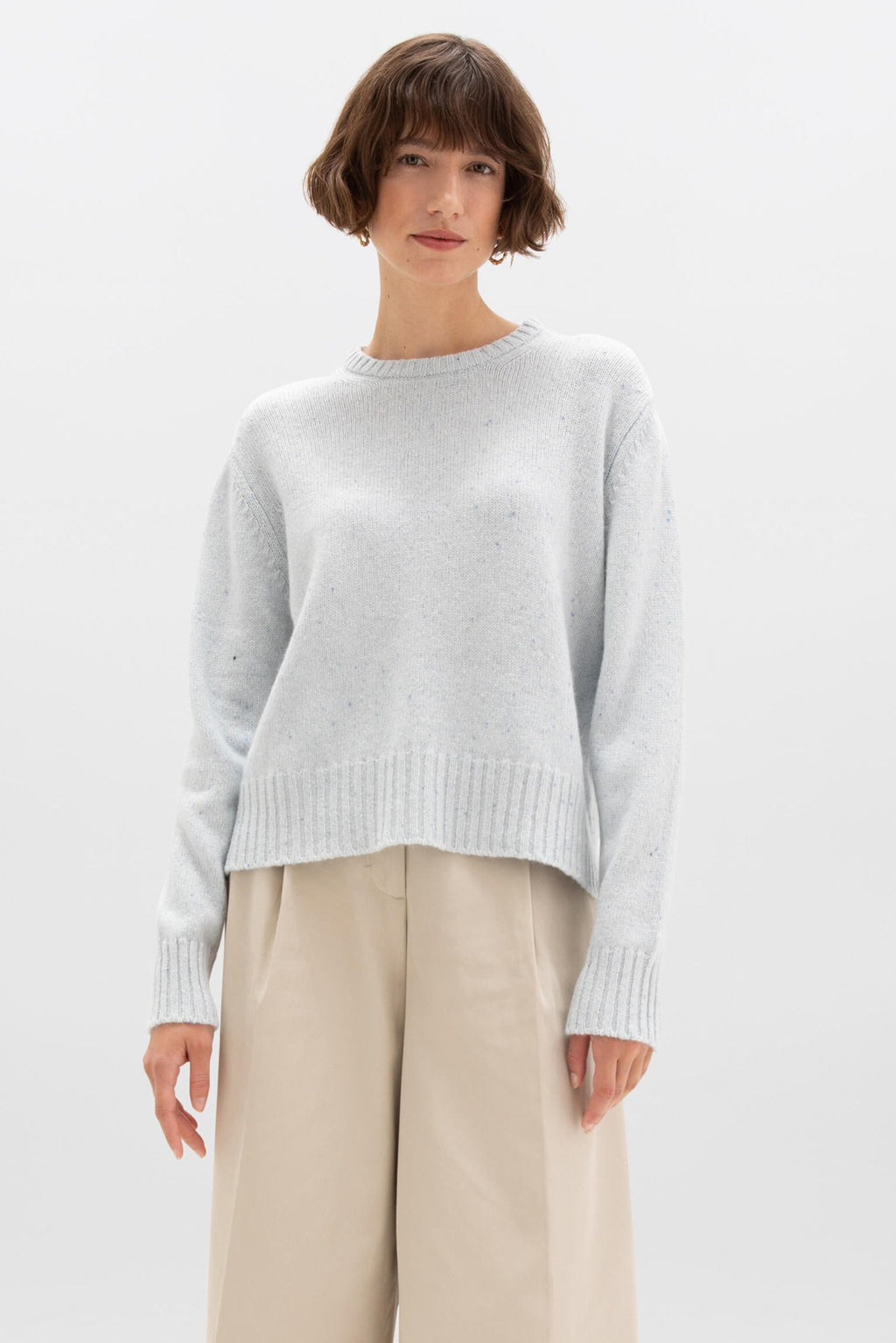 Cropped Donegal Light Blue Cashmere Jumper