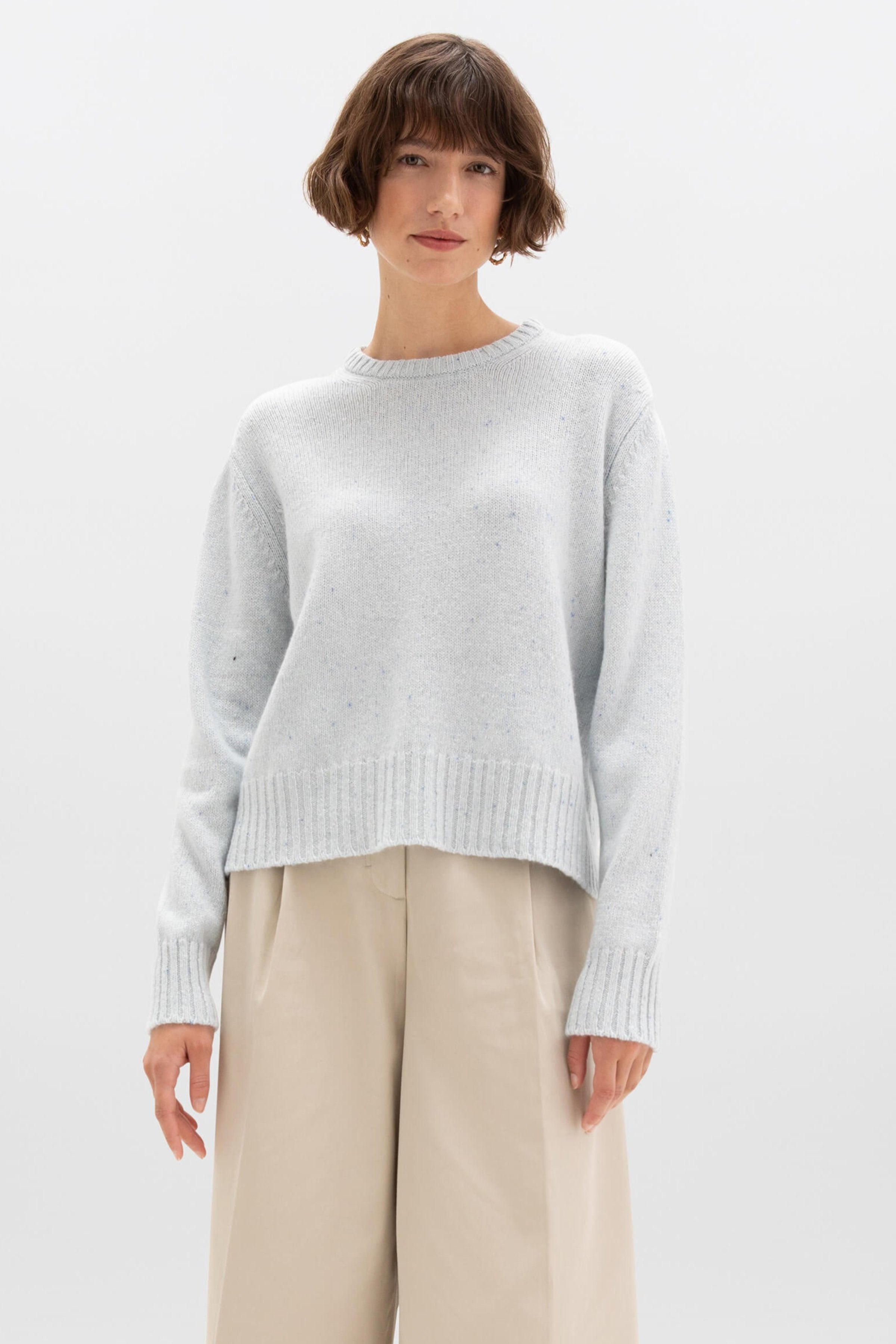 Cropped Donegal Light Blue Cashmere Jumper