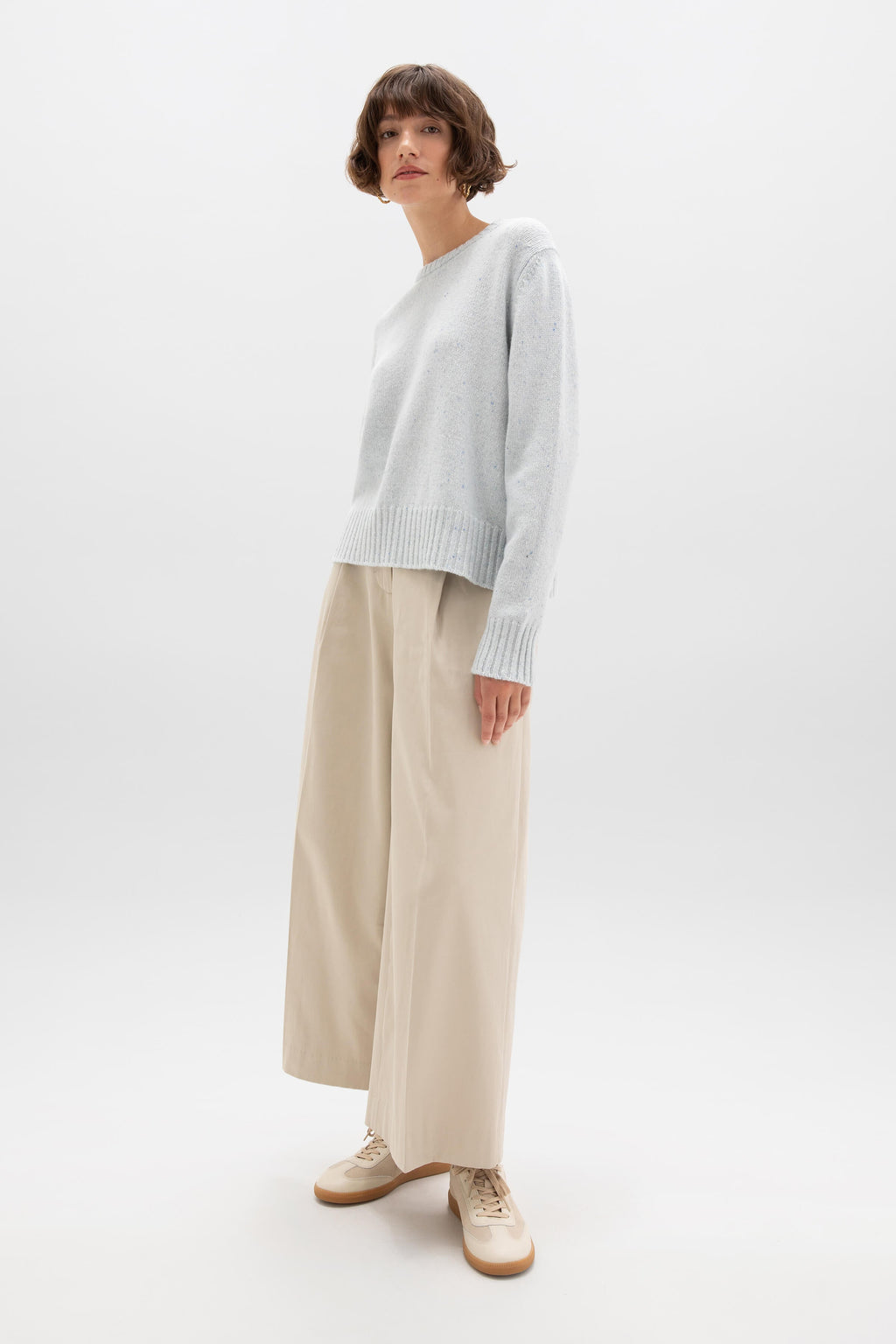 Cropped Donegal Light Blue Cashmere Jumper