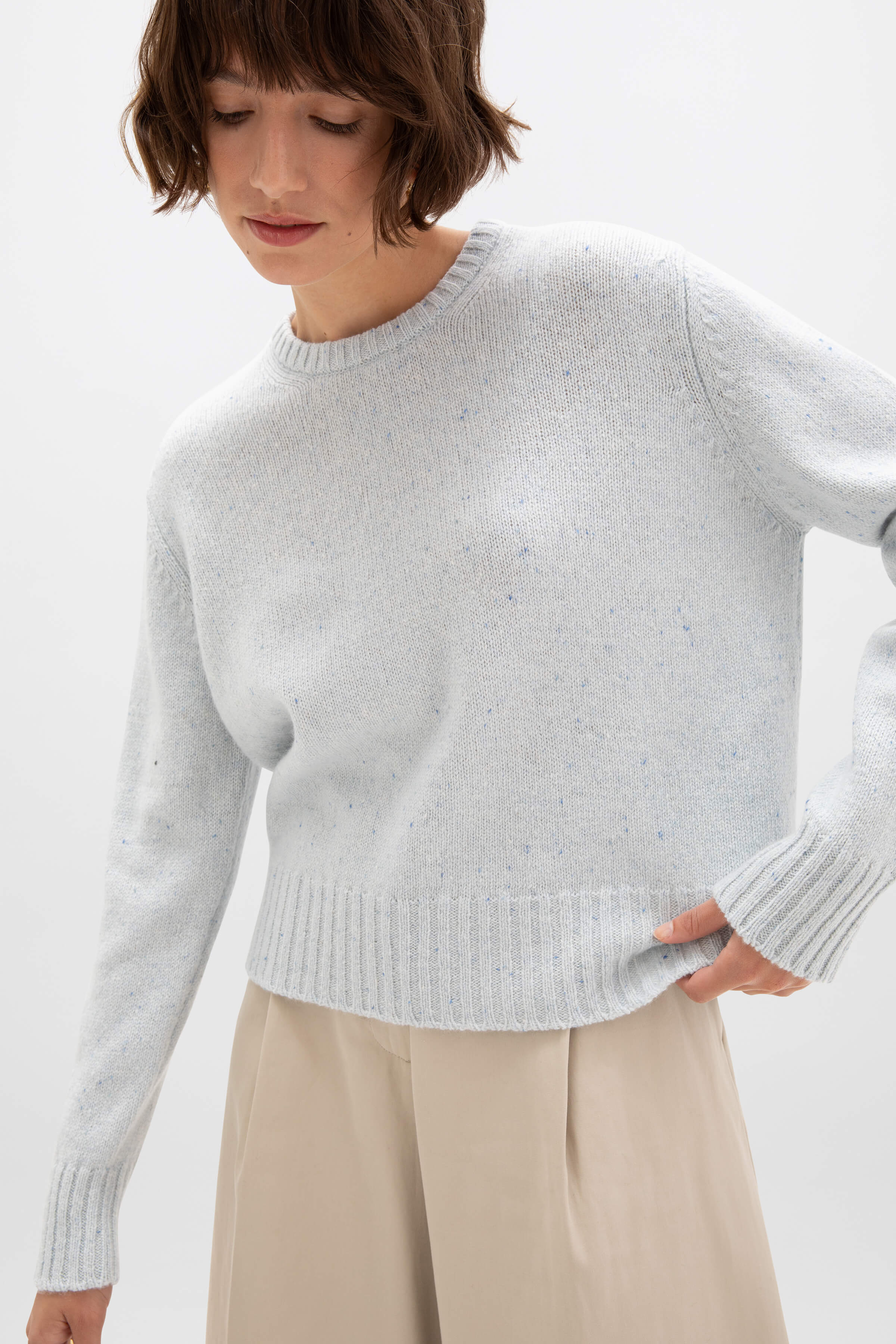 Cropped Donegal Light Blue Cashmere Jumper