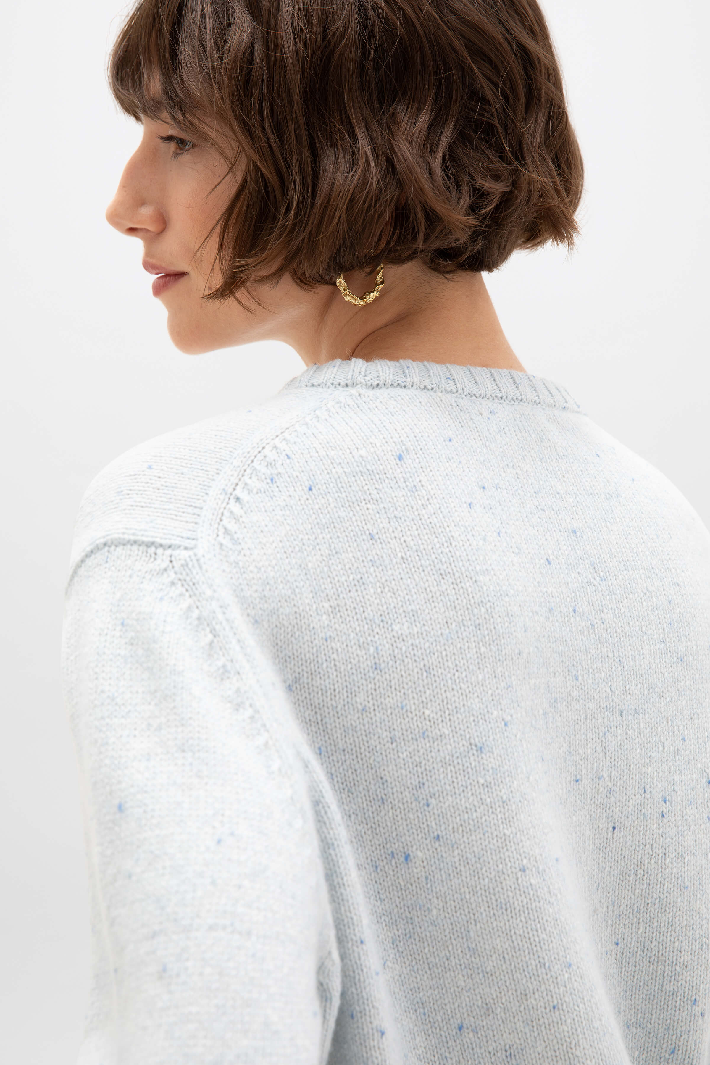 Cropped Donegal Light Blue Cashmere Jumper
