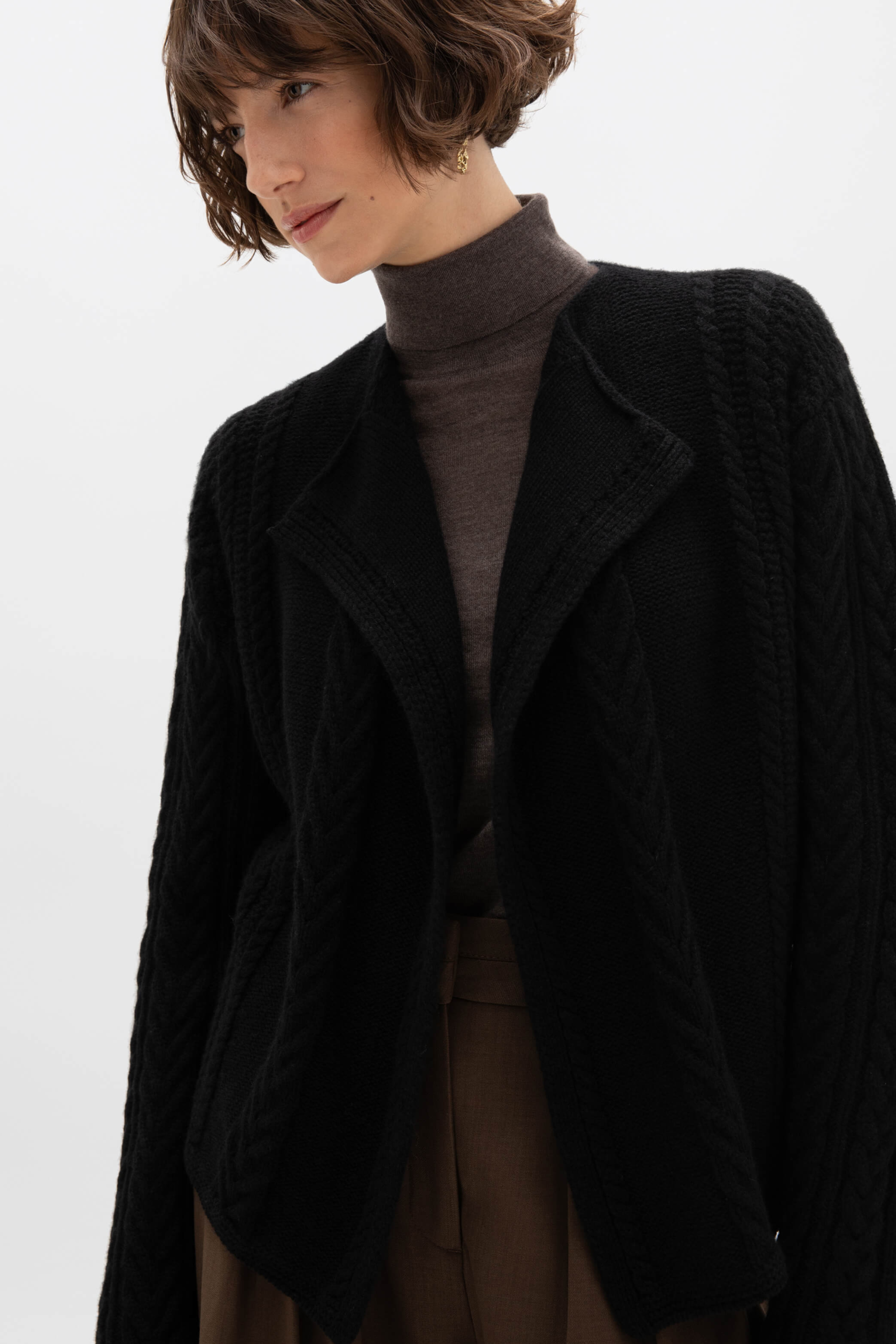 Aran Cable Cashmere Waterfall Cardigan