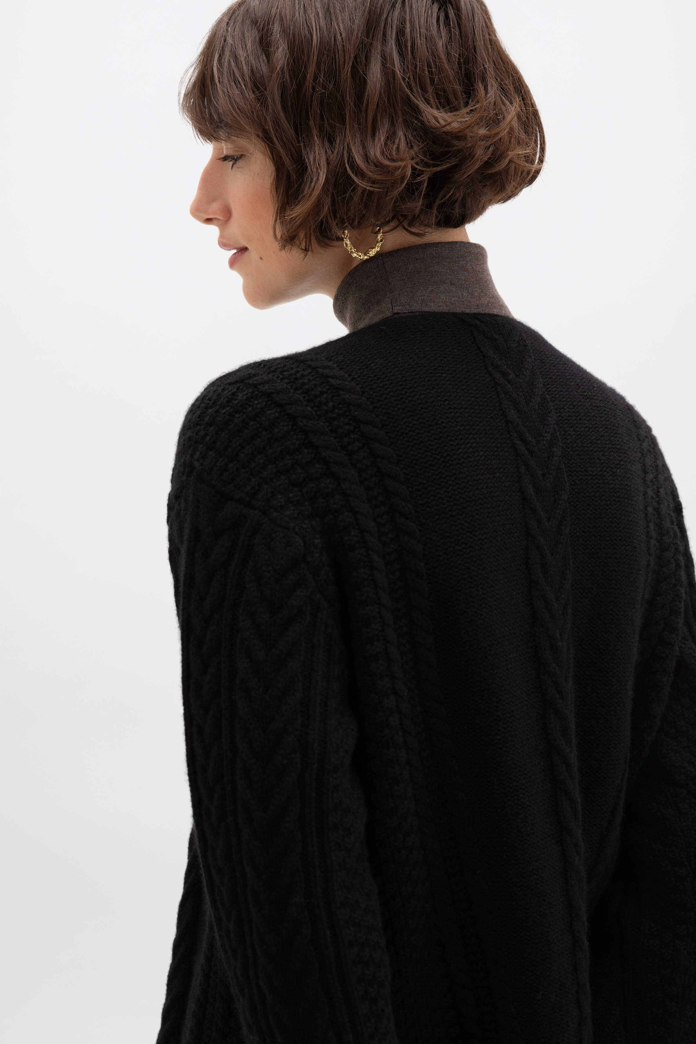 Aran Cable Cashmere Waterfall Cardigan