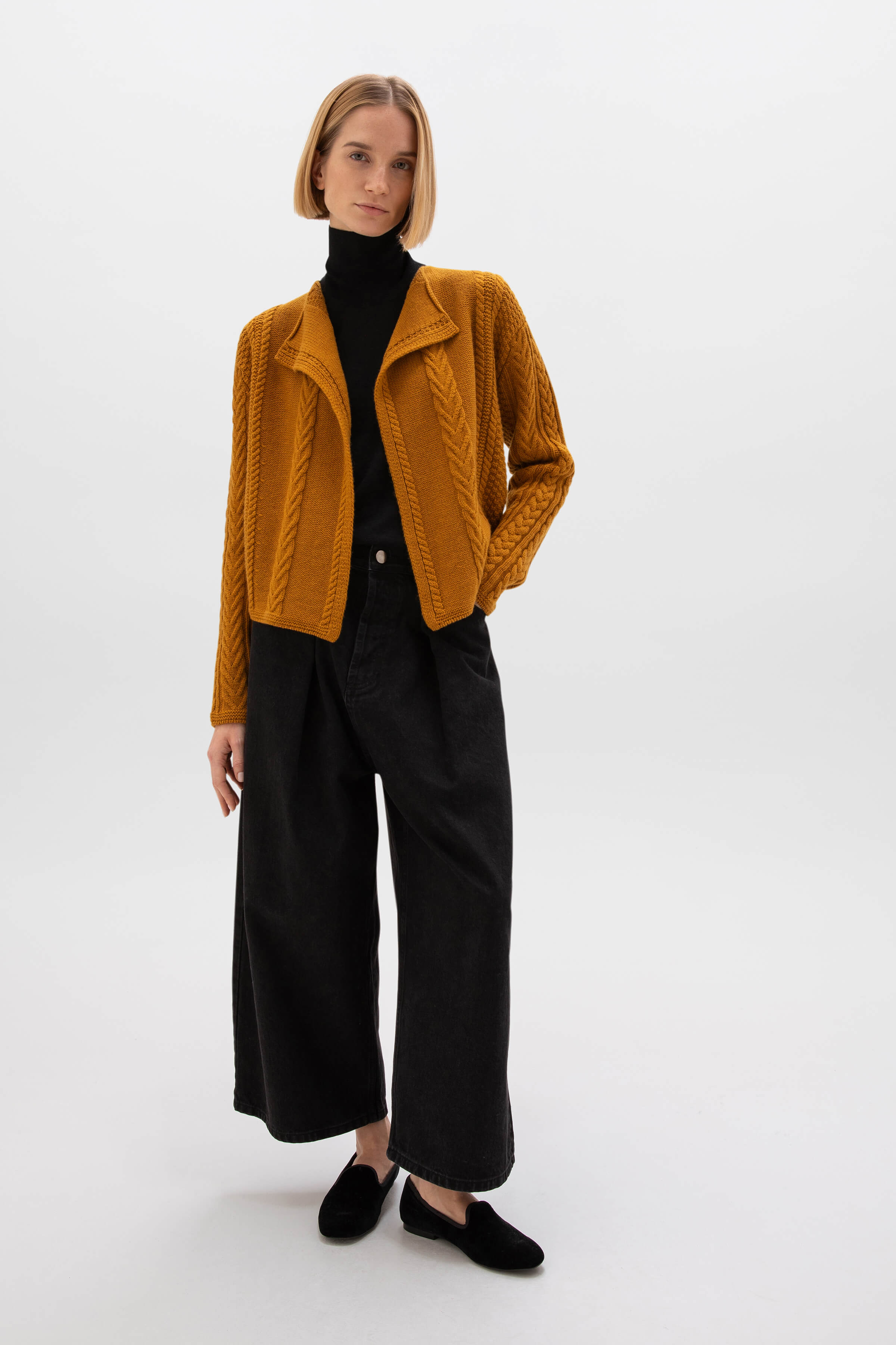 Aran Cable Cashmere Waterfall Cardigan