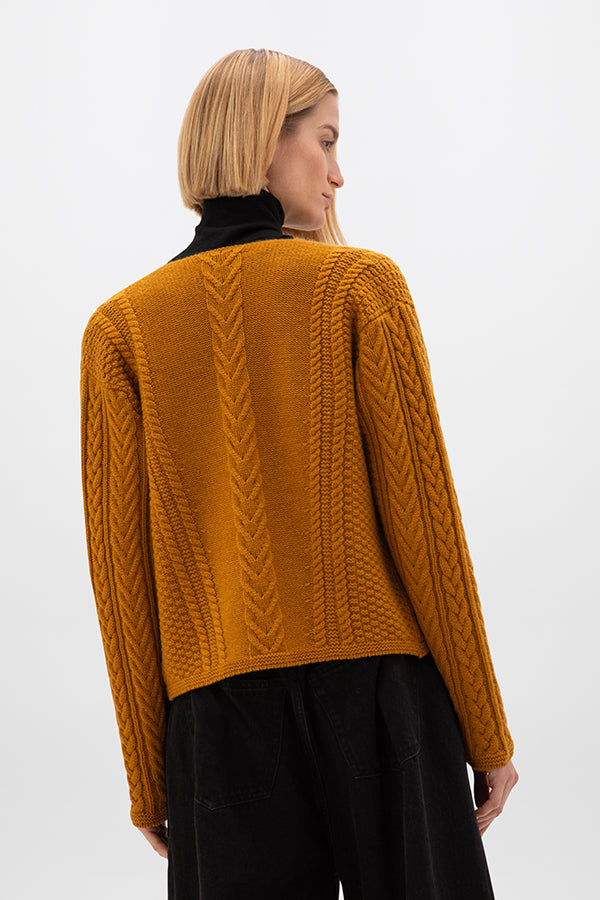 Aran Cable Cashmere Waterfall Cardigan