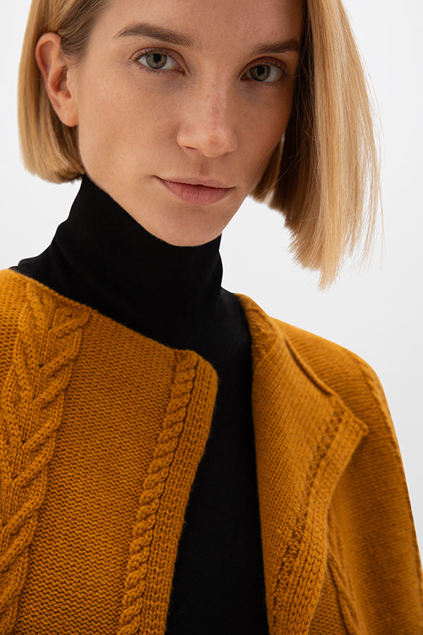 Aran Cable Cashmere Waterfall Cardigan