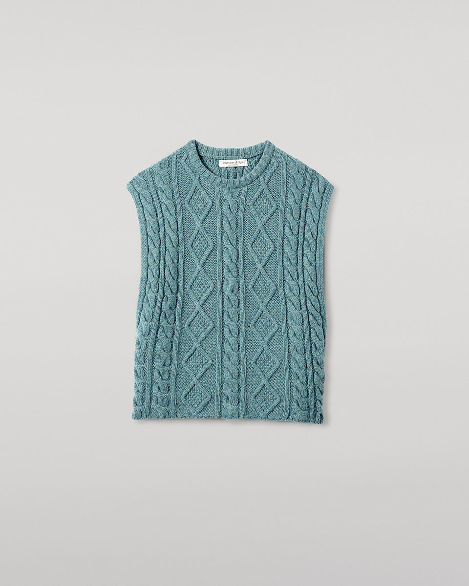 Aran Cable Green Cashmere Tank
