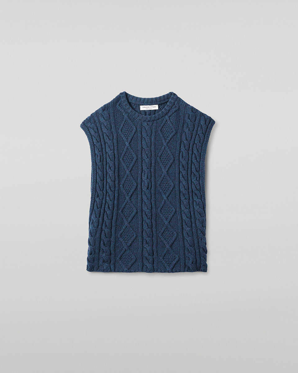 Aran Cable Navy Cashmere Tank