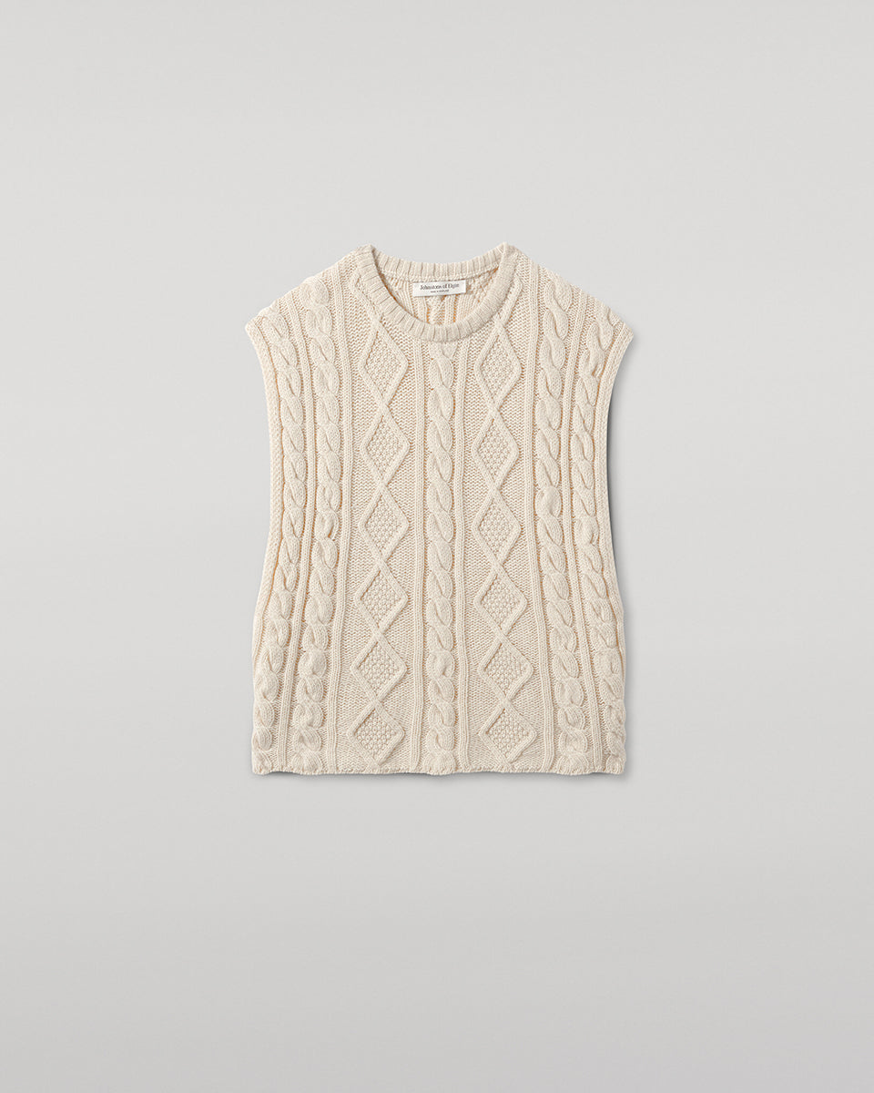 Aran Cable Cream Cashmere Tank