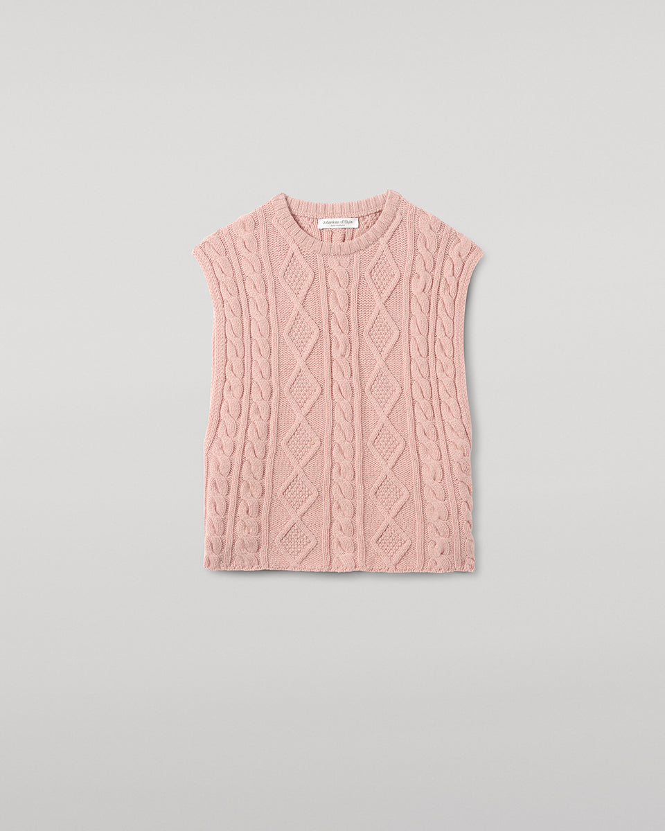 Aran Cable Pink Cashmere Tank