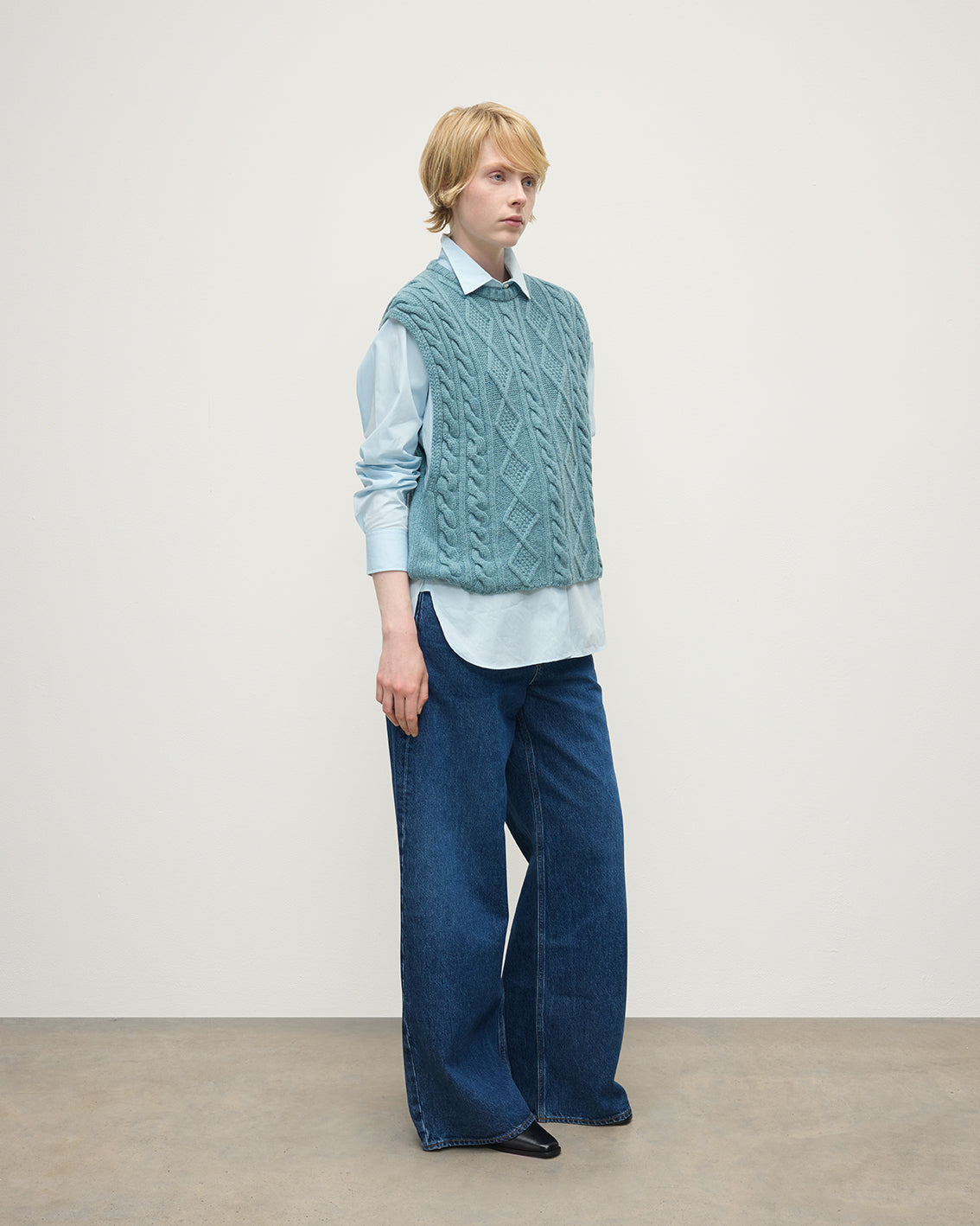 Aran Cable Green Cashmere Tank