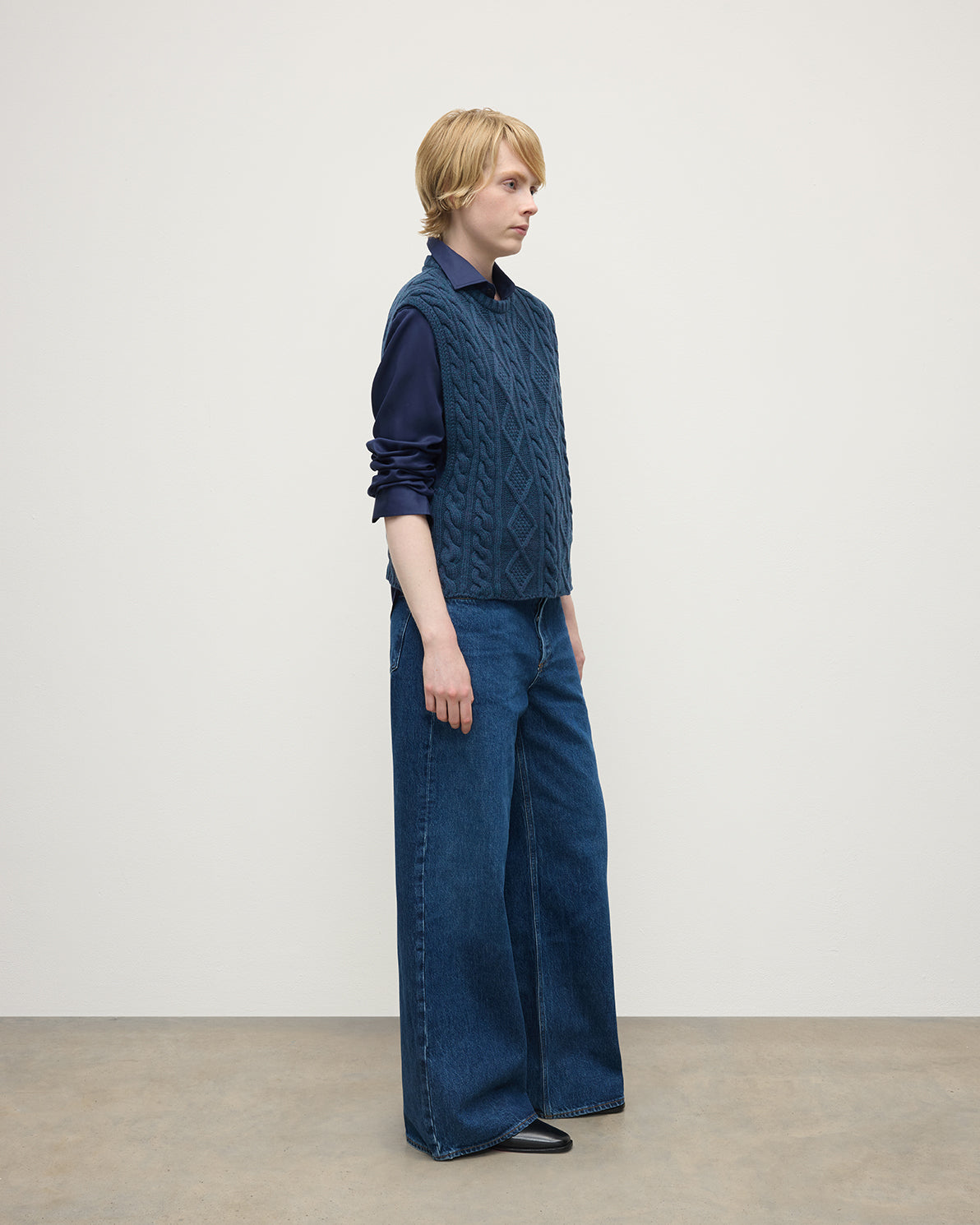 Aran Cable Navy Cashmere Tank