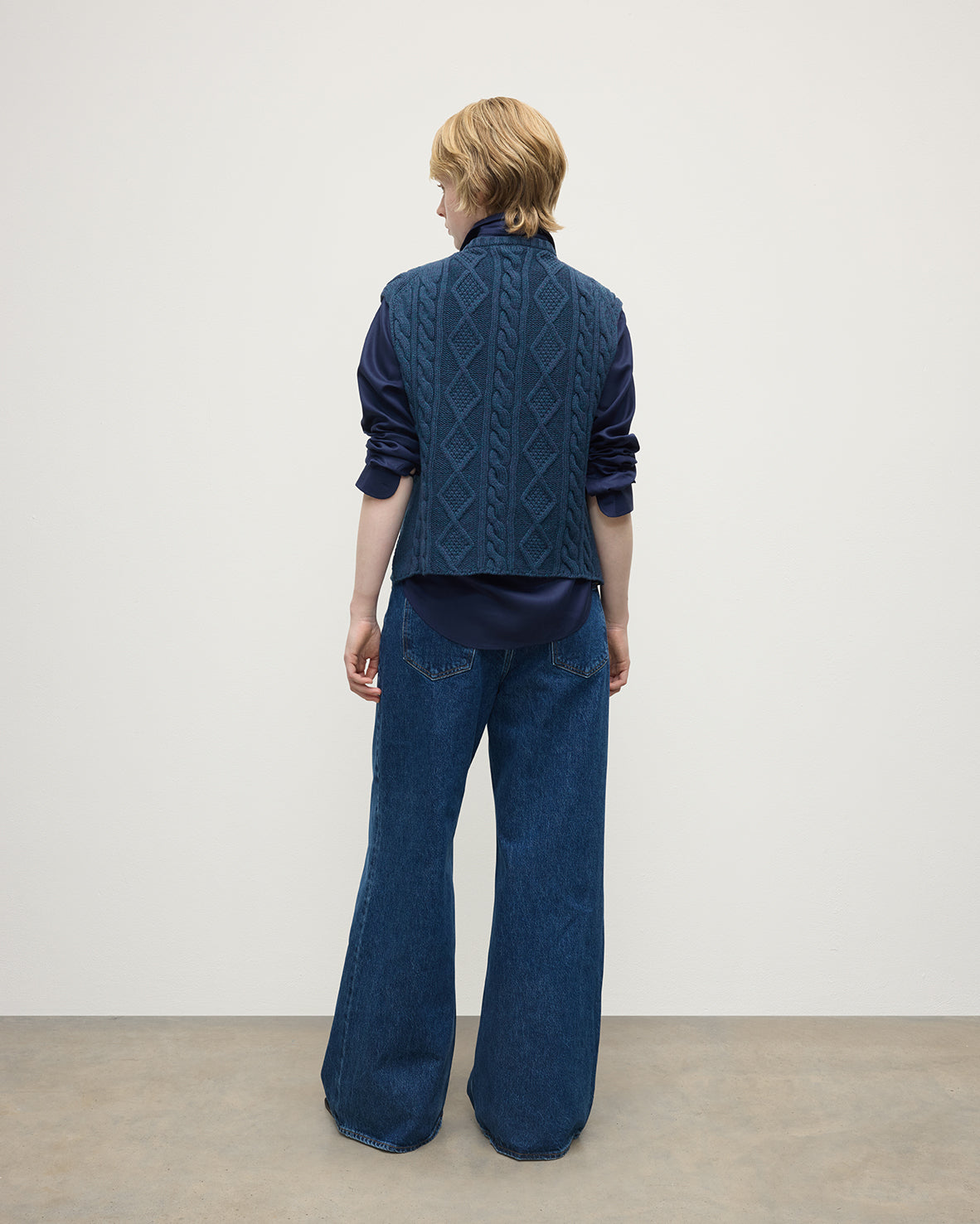 Aran Cable Navy Cashmere Tank
