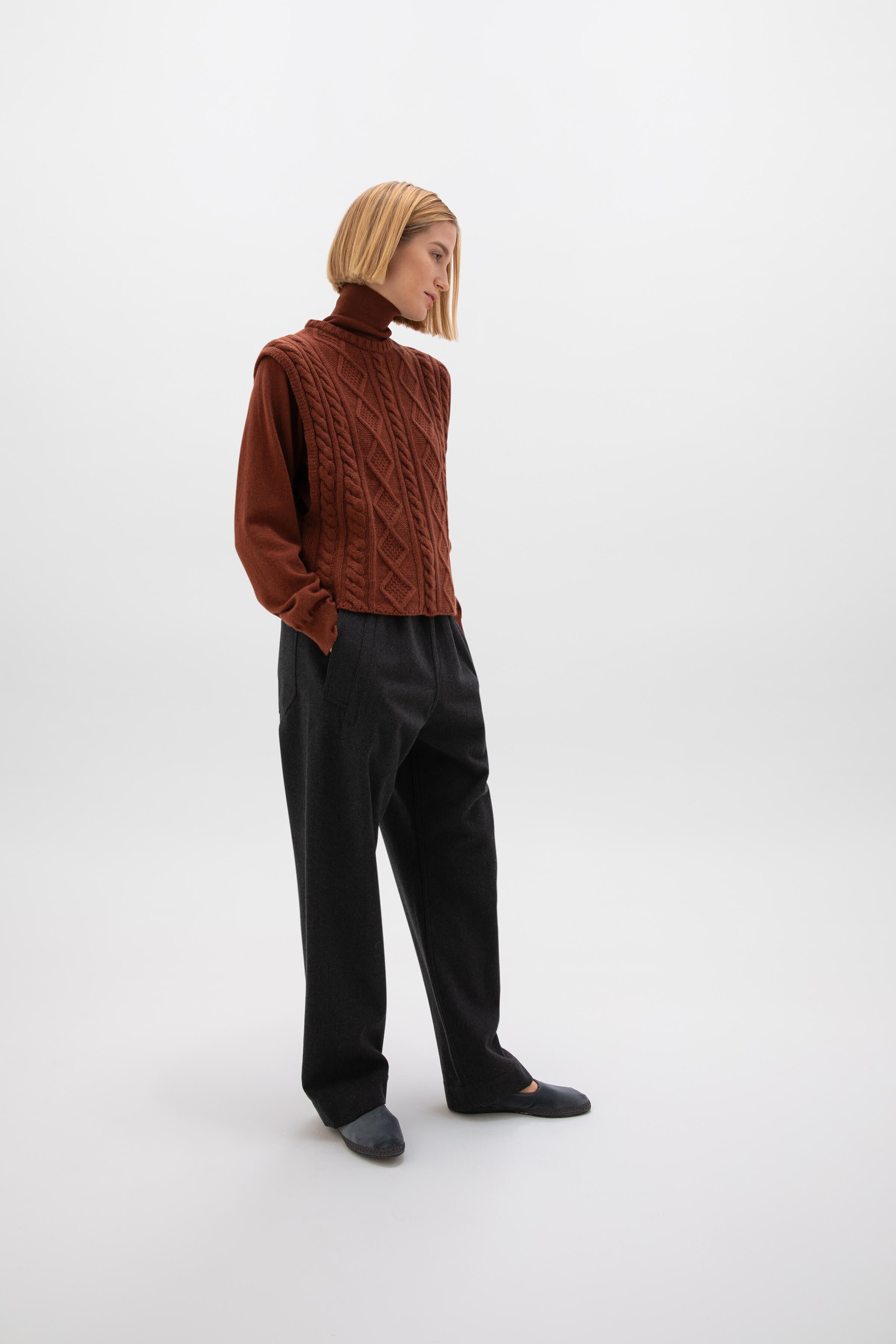 Classic Cashmere Roll Neck Red Jumper