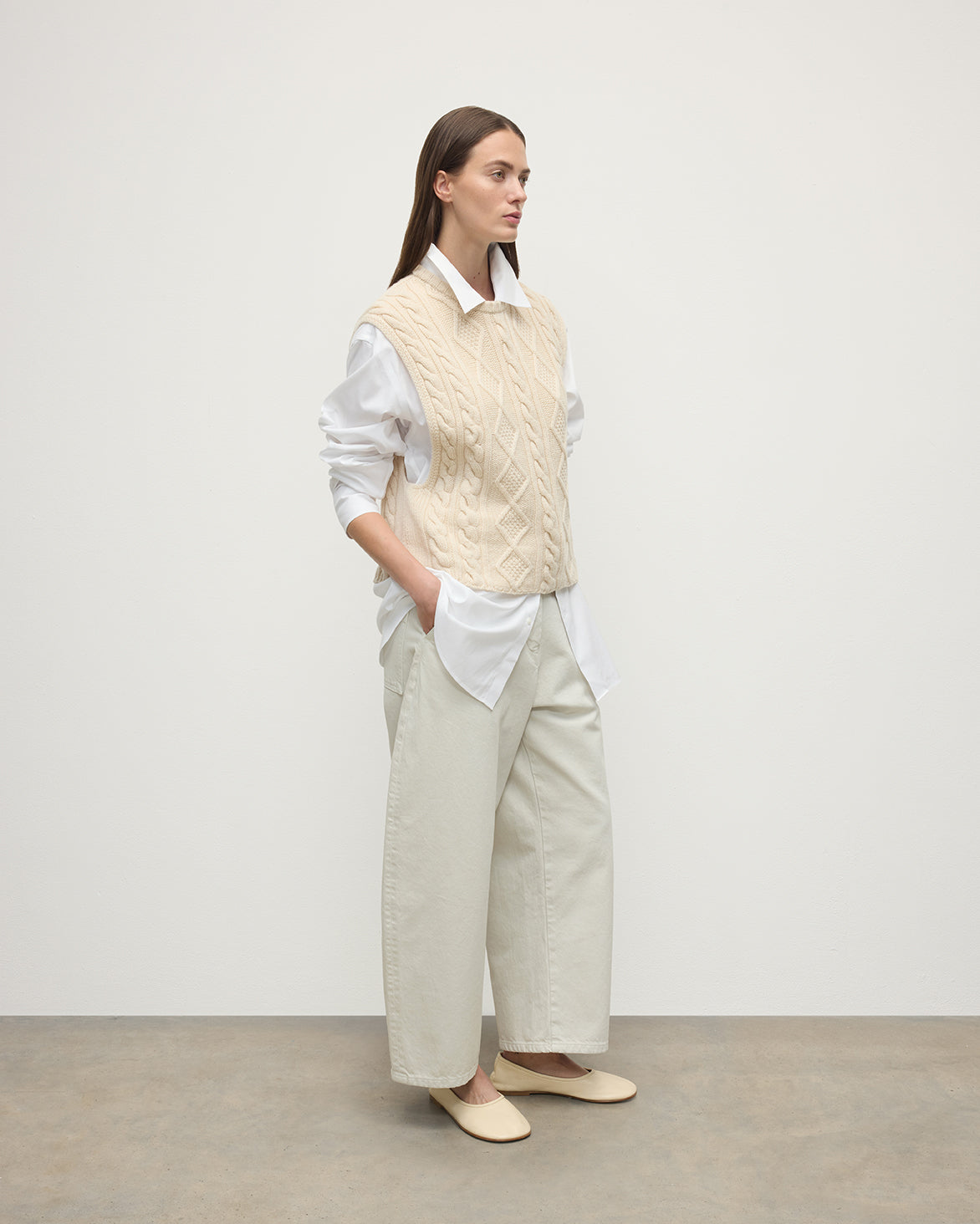 Aran Cable Cream Cashmere Tank