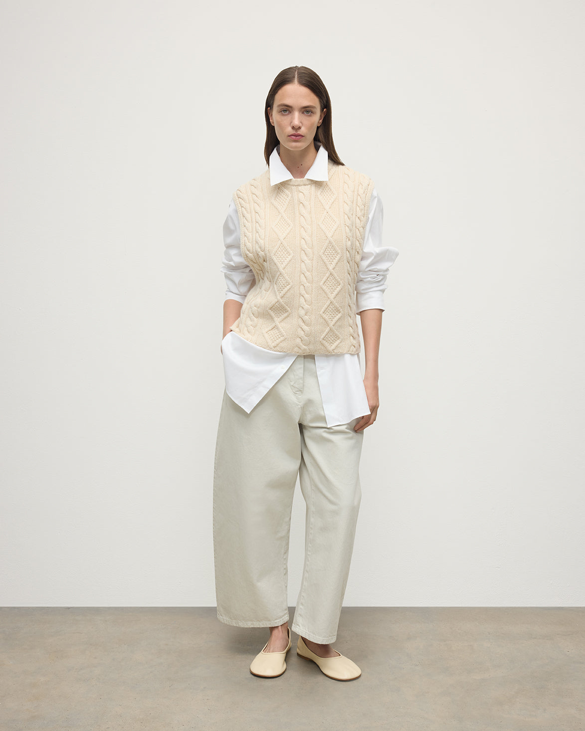 Aran Cable Cream Cashmere Tank
