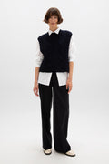 Aran Cable Knit Dark Navy Cashmere Tank