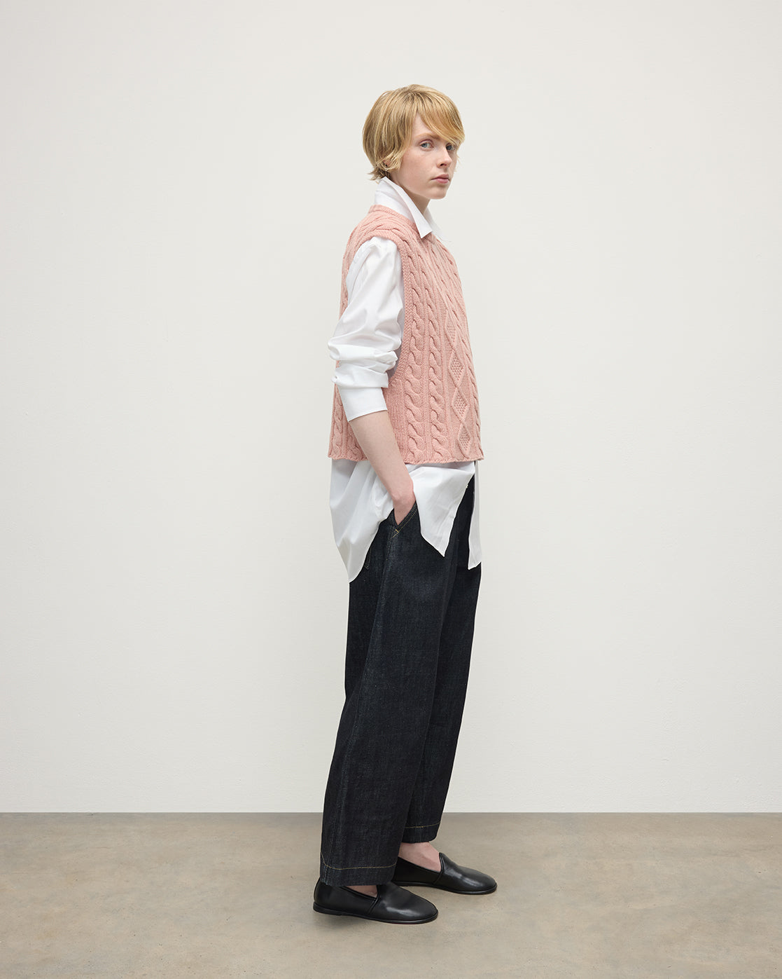 Aran Cable Pink Cashmere Tank
