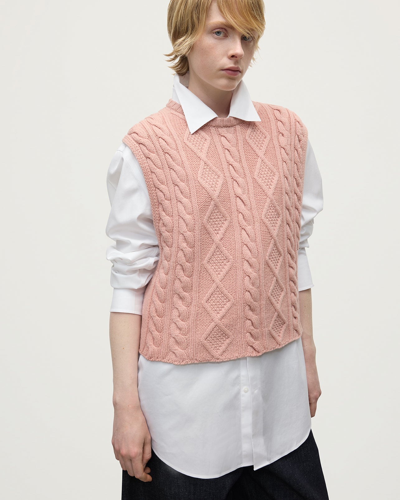 Aran Cable Pink Cashmere Tank