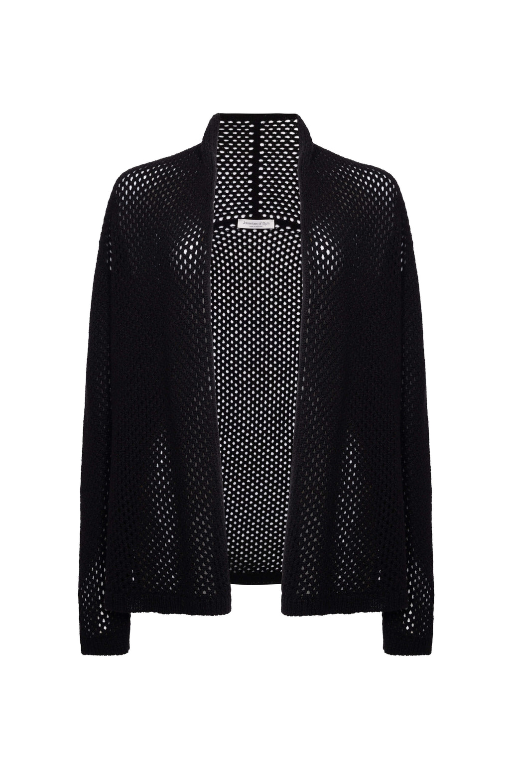 Crochet Cashmere Black Shawl Collar Cardigan