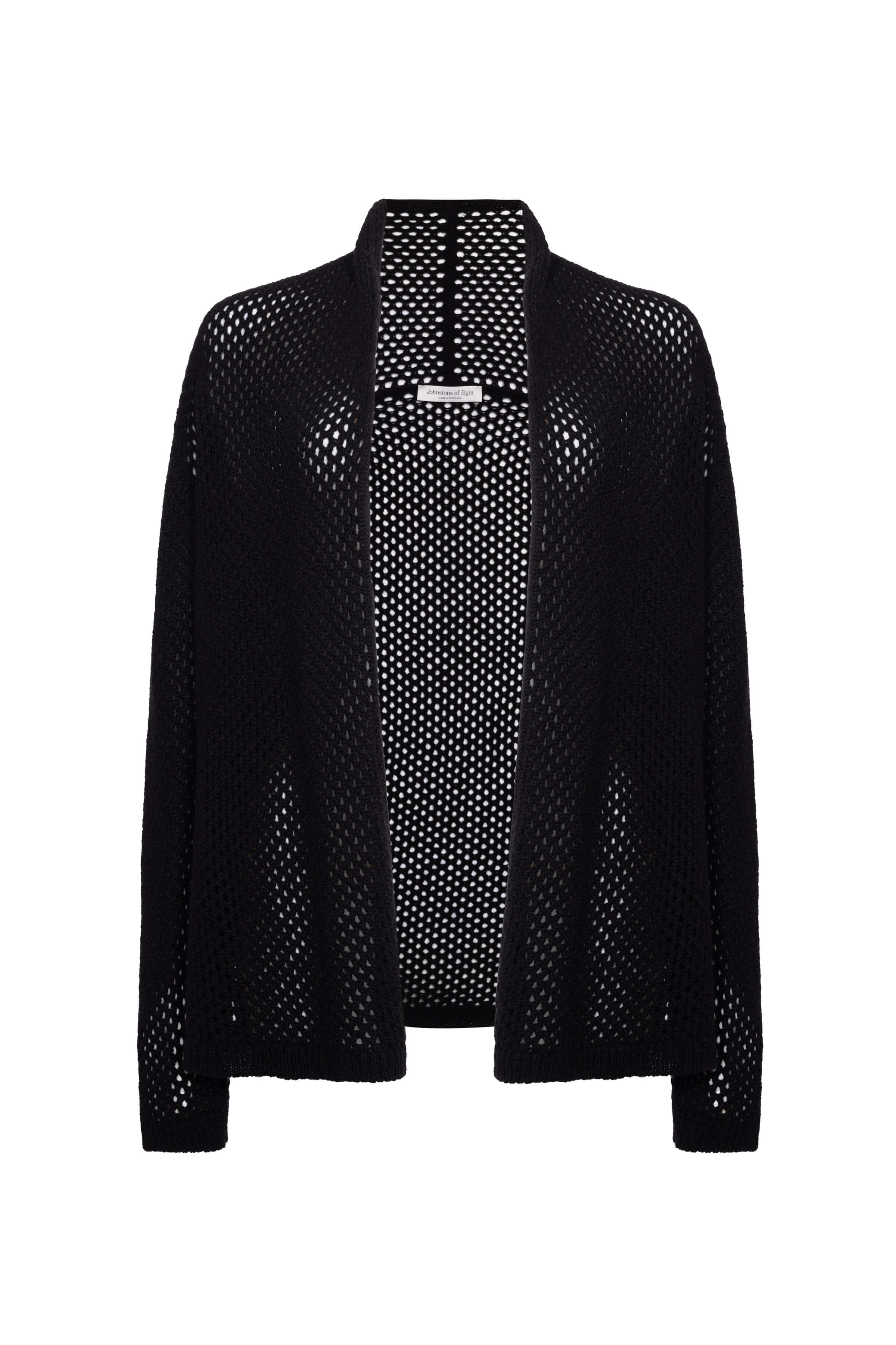 Crochet Cashmere Black Shawl Collar Cardigan
