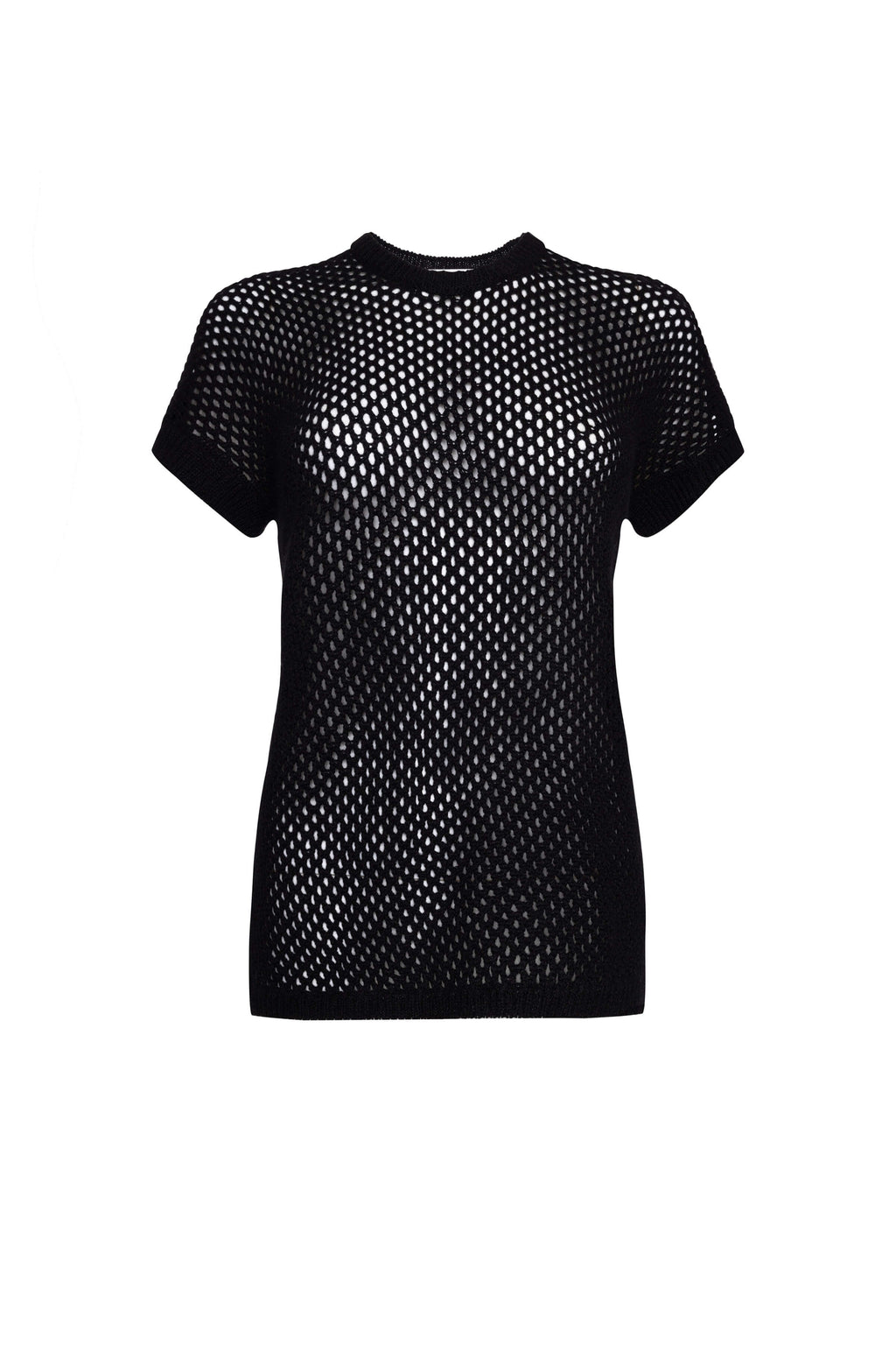 Crochet Cashmere Black T-Shirt