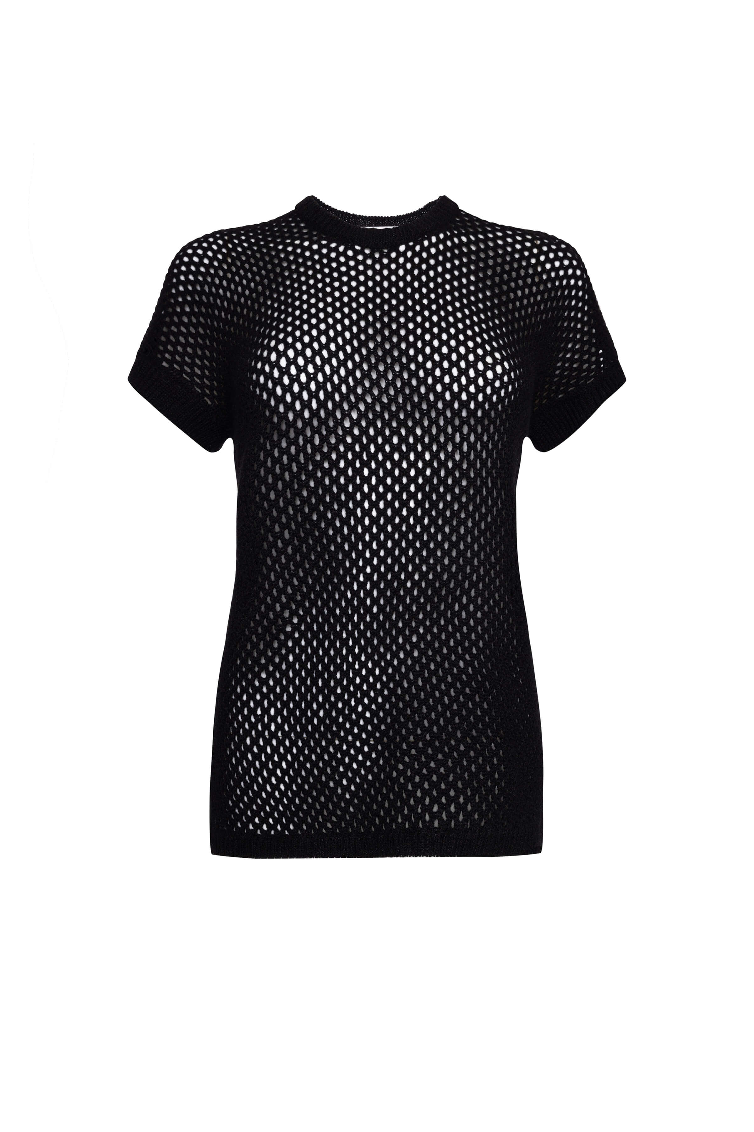 Crochet Cashmere Black T-Shirt