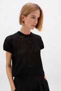Crochet Cashmere Black T-Shirt