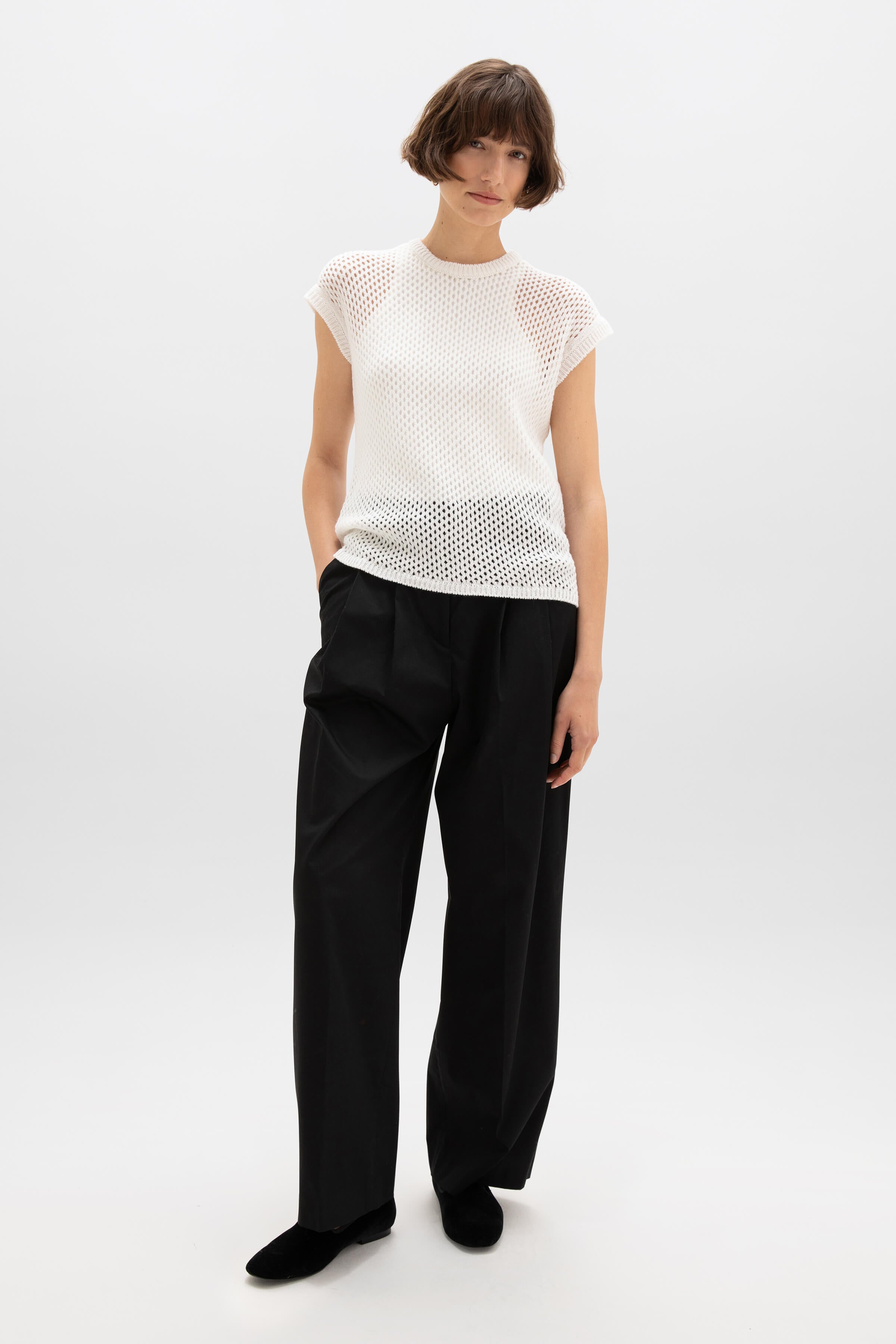 Crochet Cashmere White T-Shirt