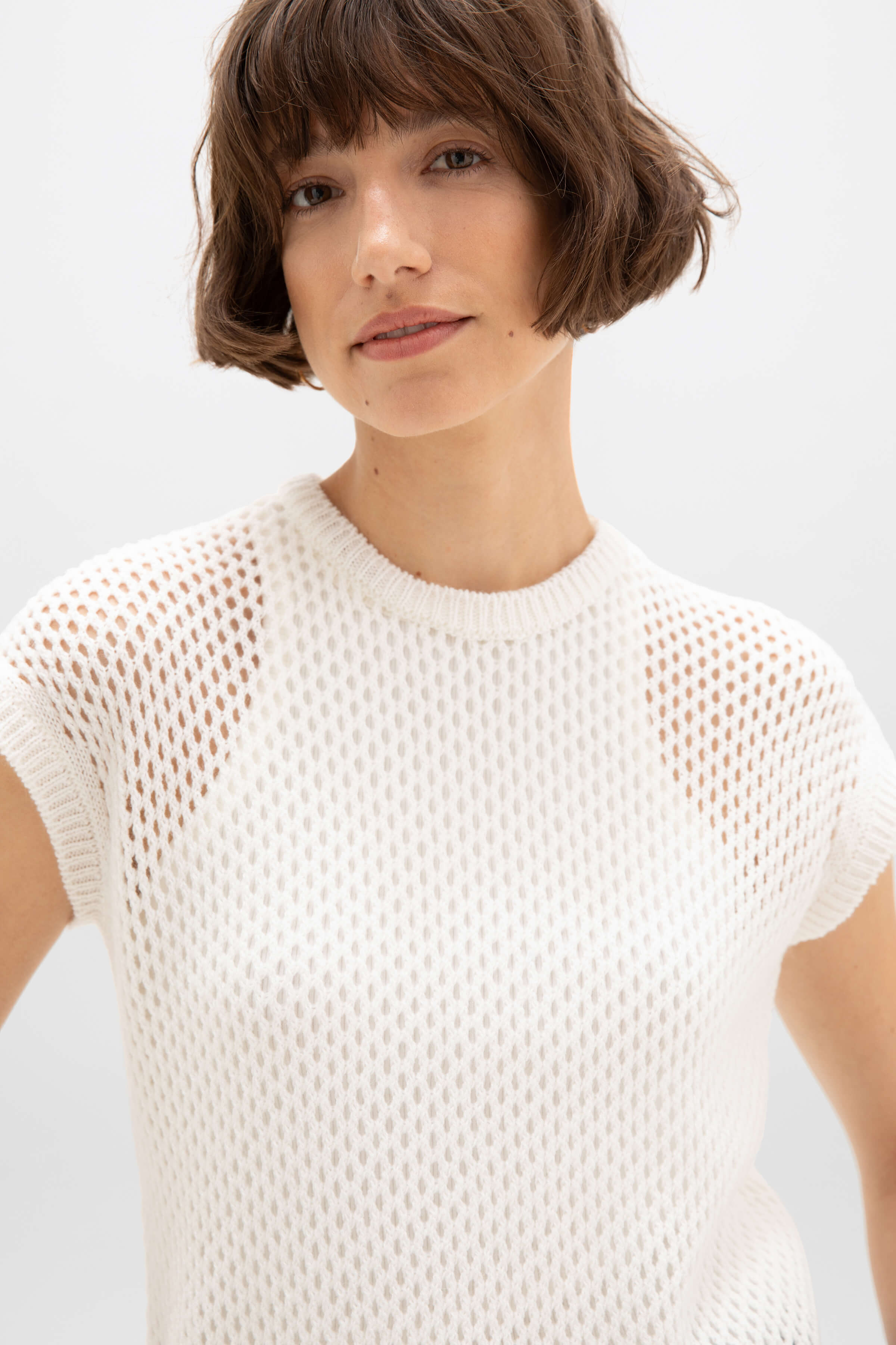 Crochet Cashmere White T-Shirt