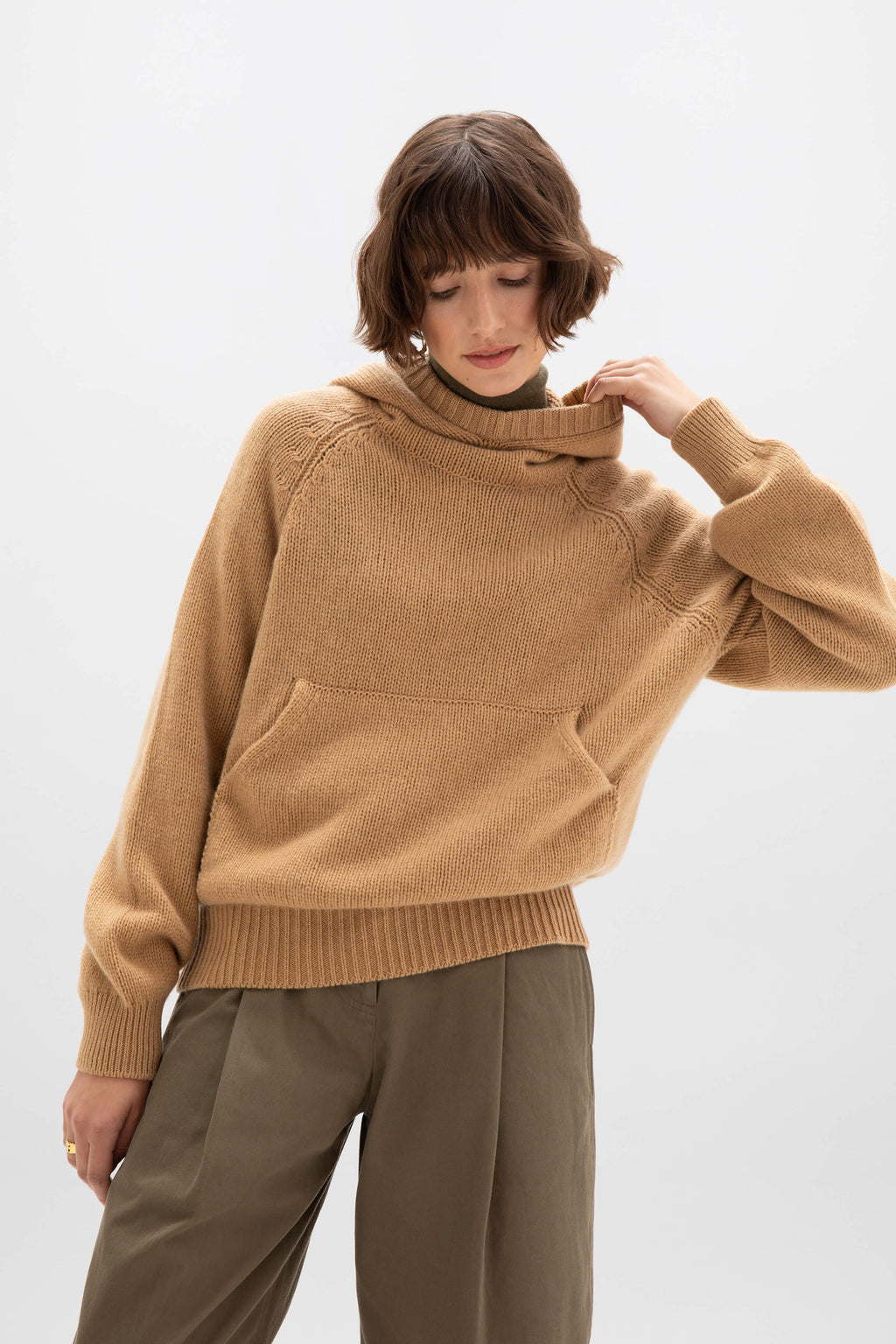 Oversized Camel Cashmere Hoodie
