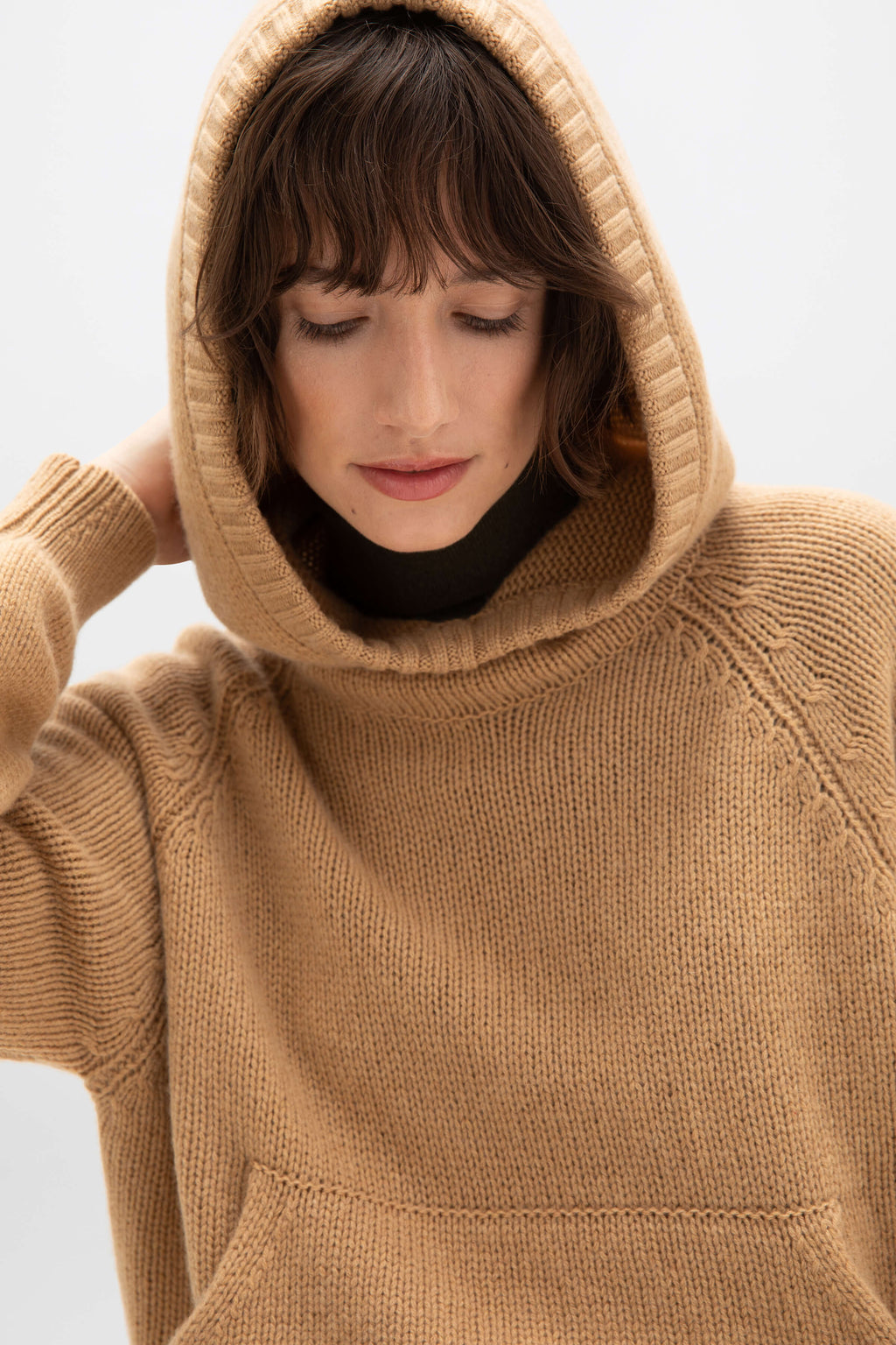 Oversized Camel Cashmere Hoodie