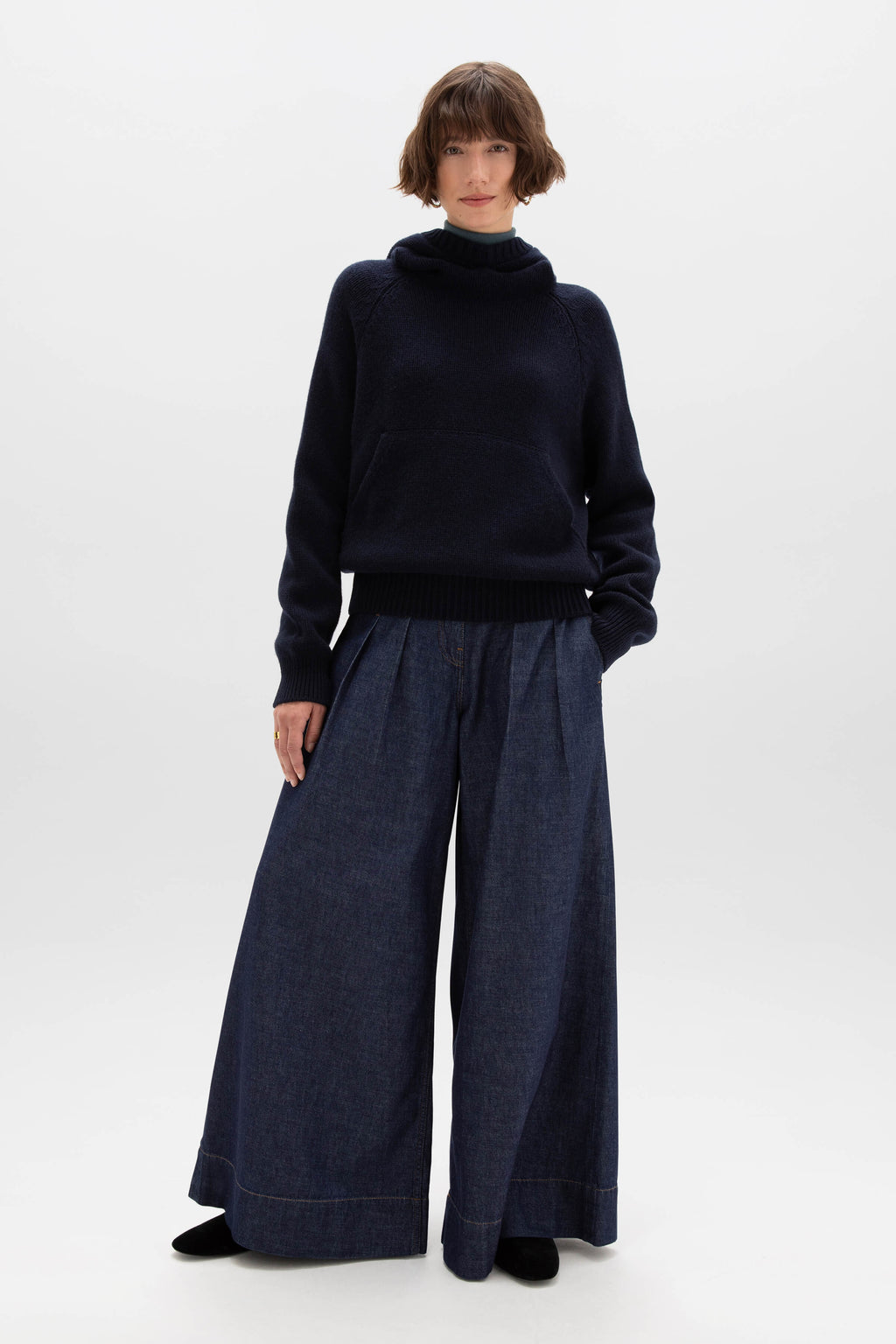 Oversized Dark Navy Cashmere Hoodie